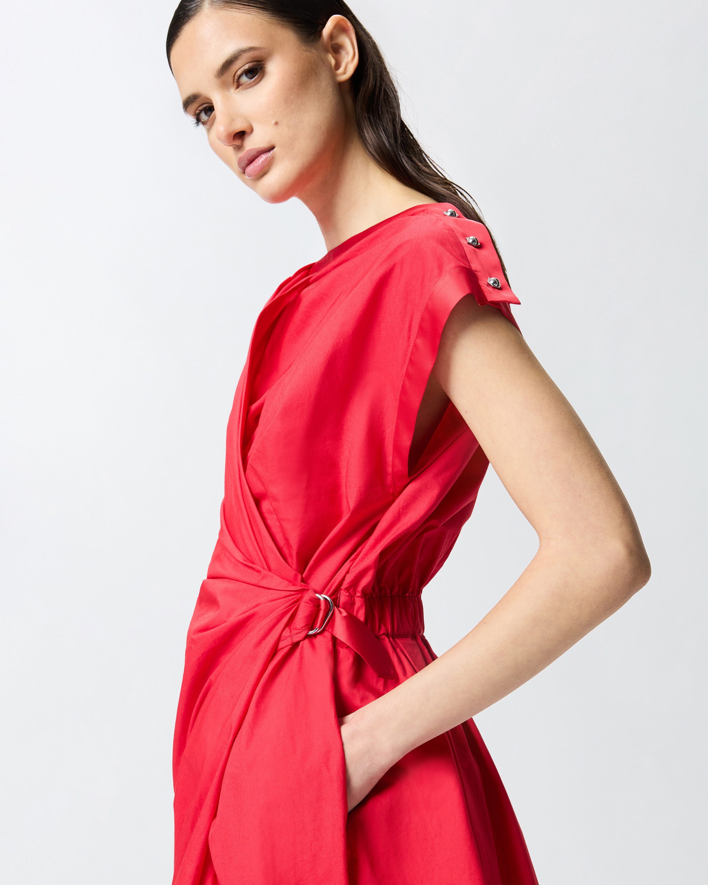 POPLIN DRESS WITH CRISSCROSS - 5
