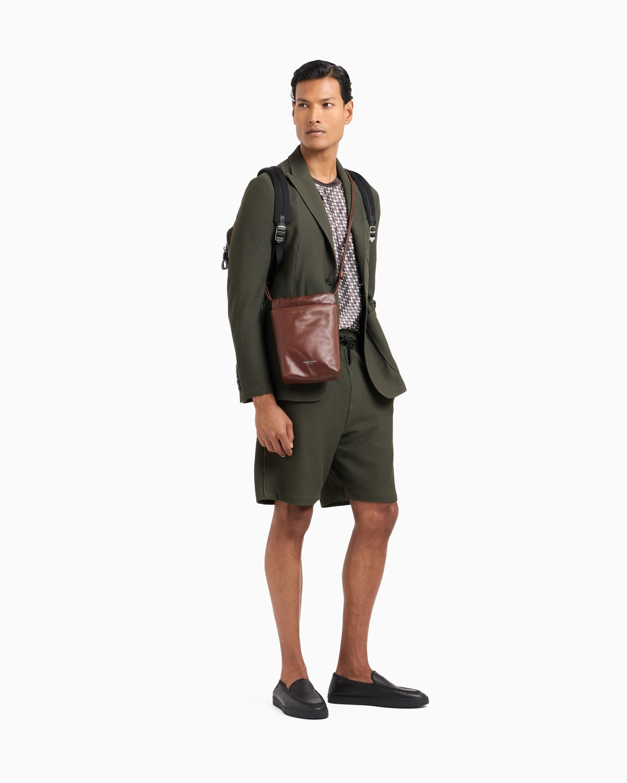 Single-breasted jacket in technical waffle fabric - 2
