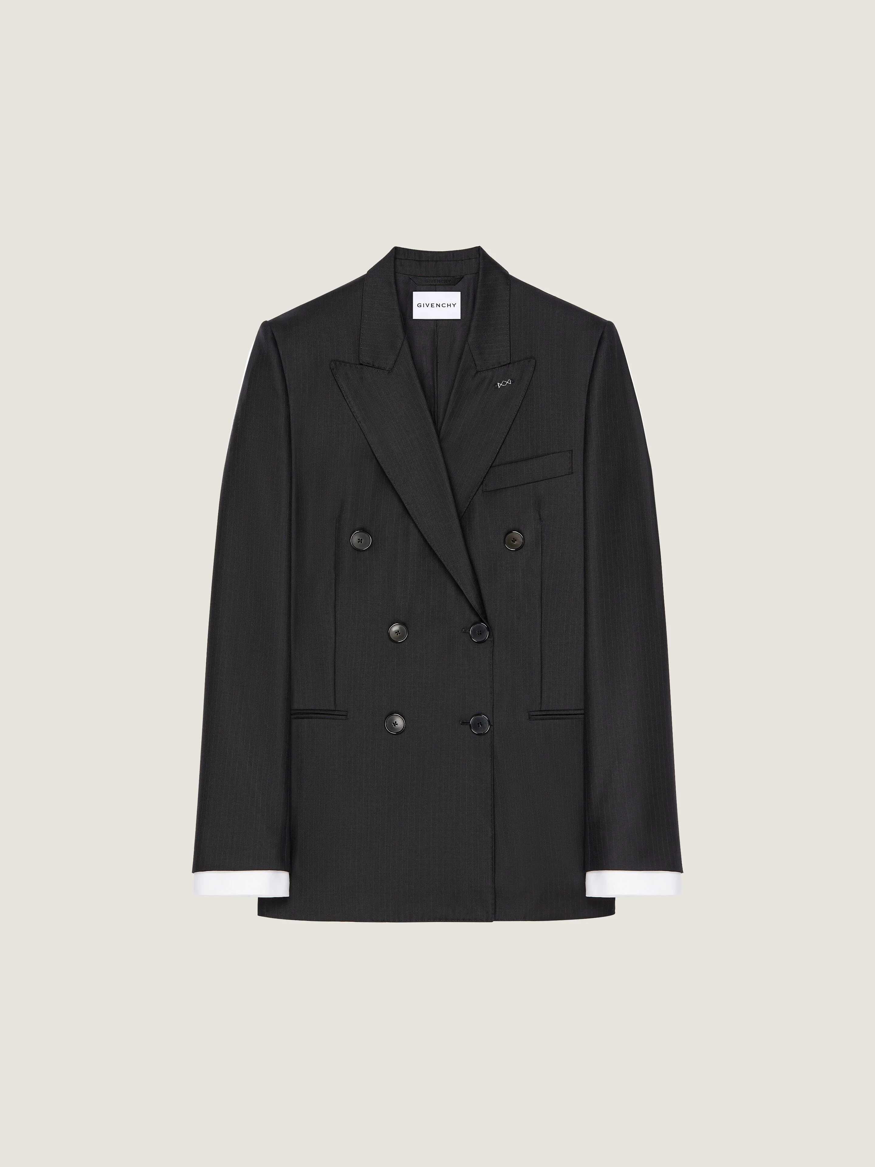 DOUBLE-BREASTED STRIPED JACKET IN WOOL - 1