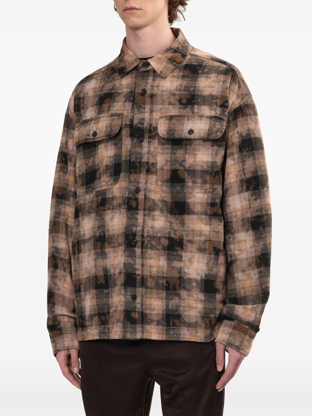 logo-print checked shirt - 3