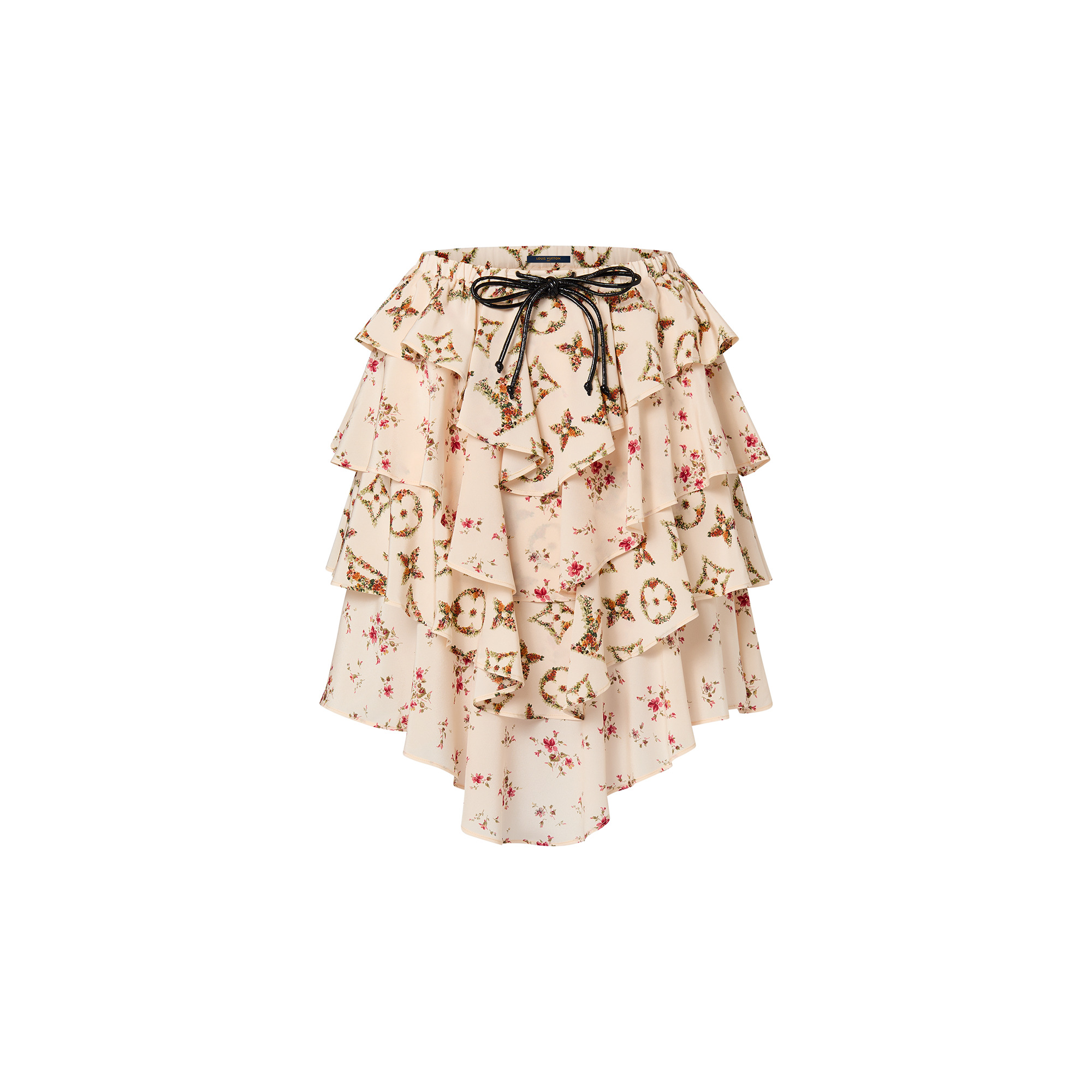 Tiered Floral Print Mini Skirt - 1
