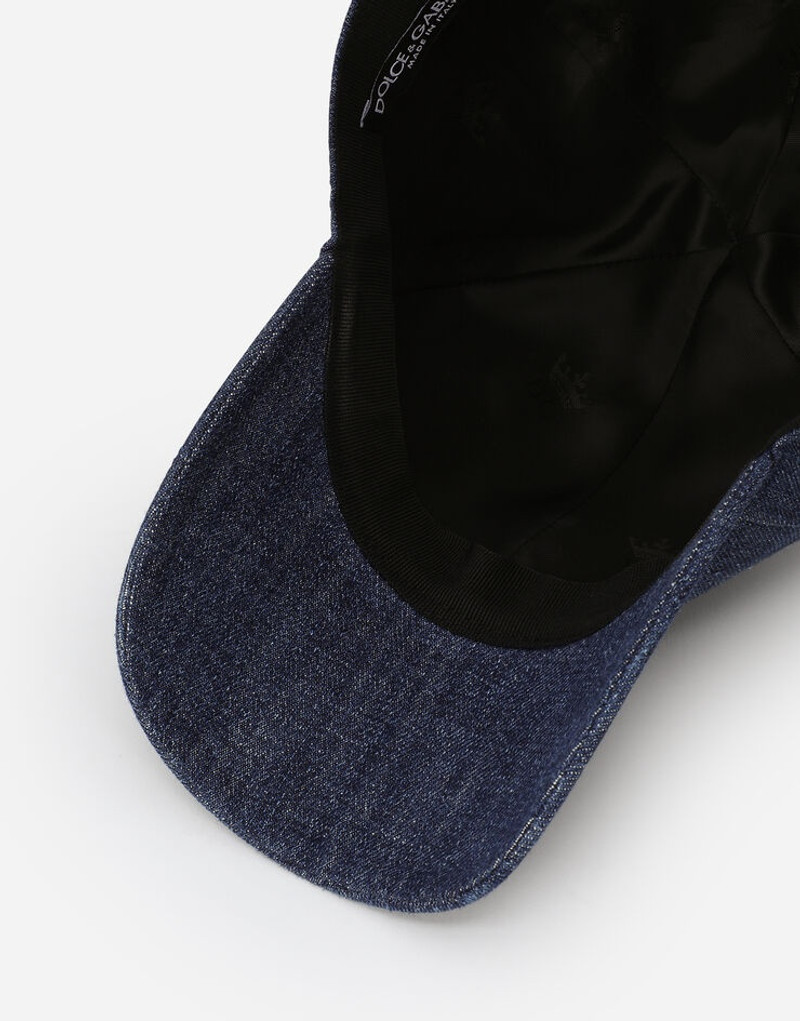 Denim baseball cap with branded plate 3
