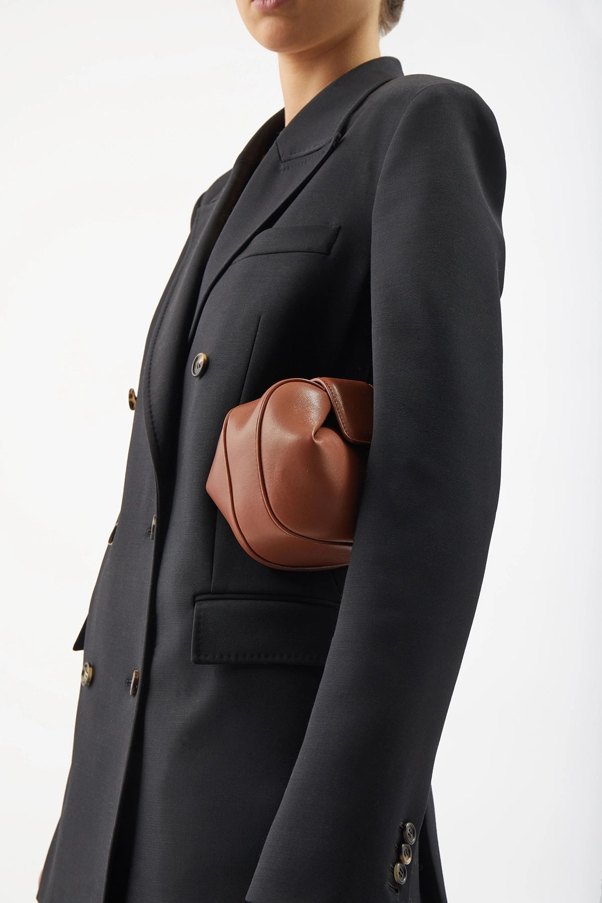 Soft Demi Clutch in Cognac Nappa Leather - 5
