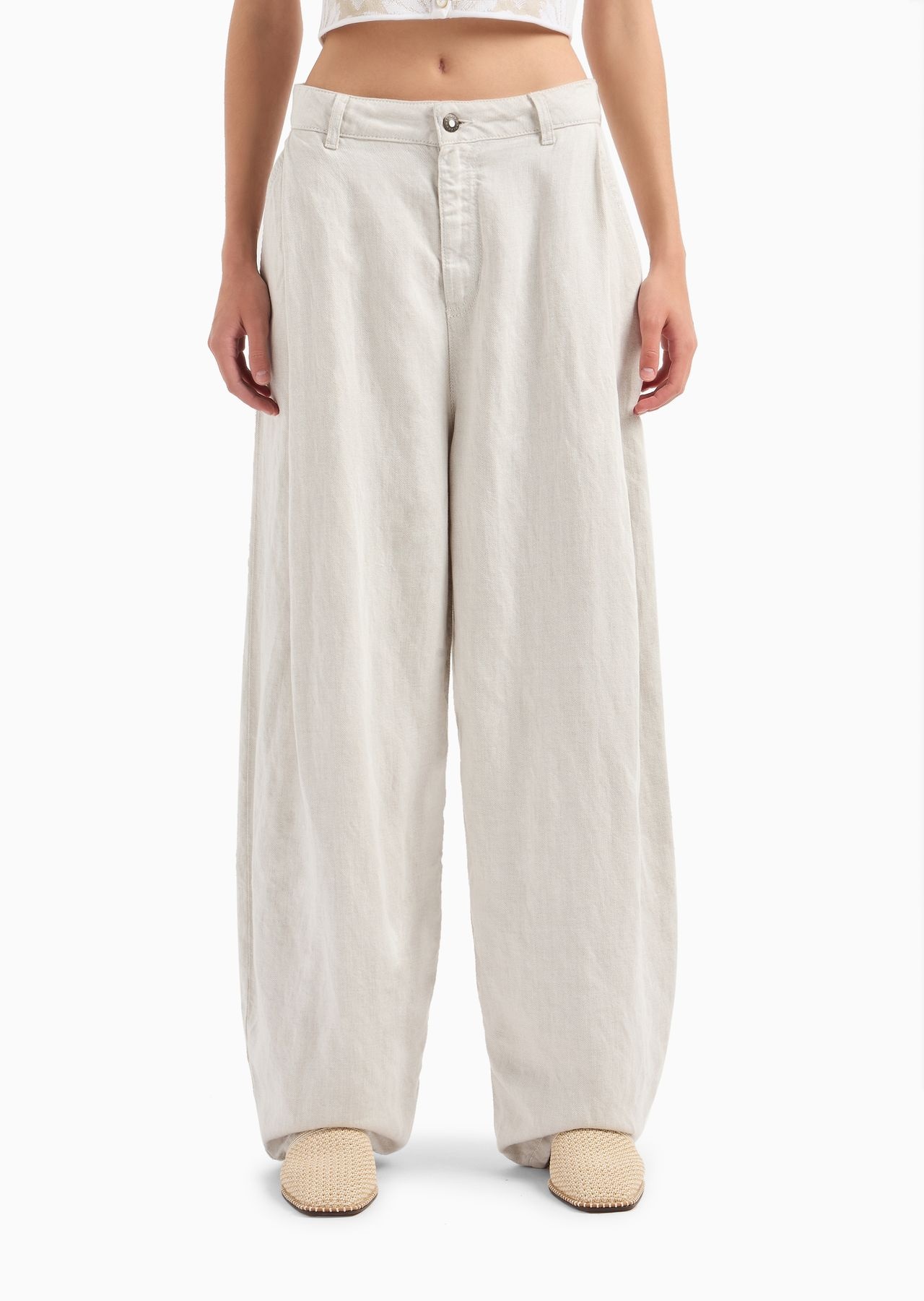 ASV garment-dyed denim-effect linen and Lyocell blend trousers - 2