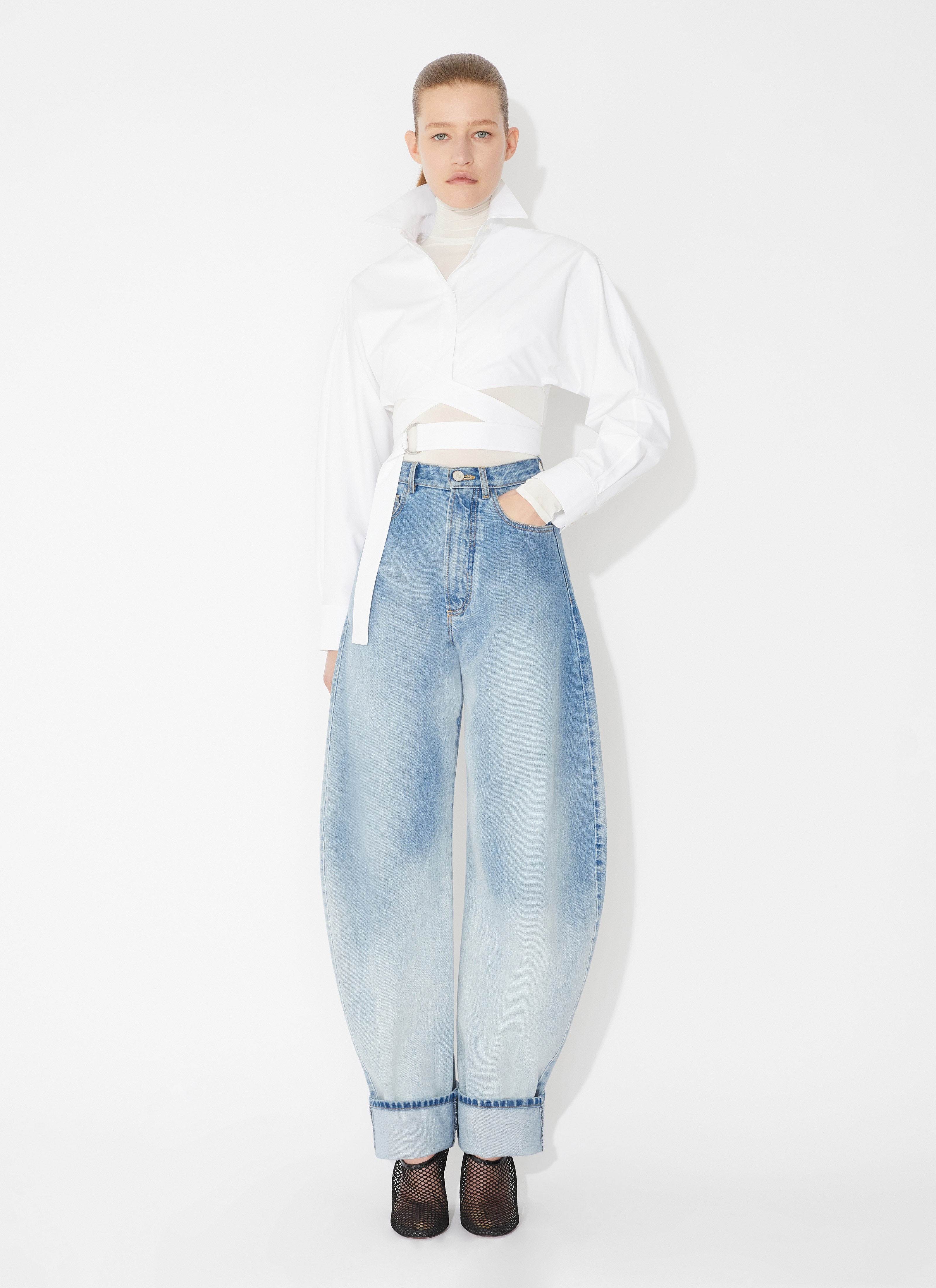 CROSS OVER SHIRT IN COTTON POPLIN - 2