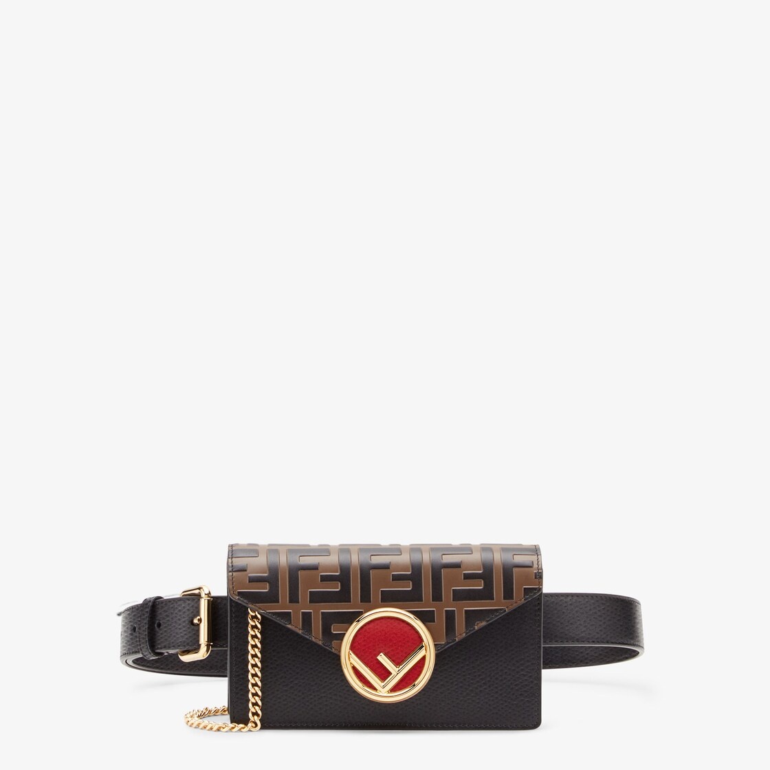 Pouch made of black leather with the iconic FF pattern in a raised print on the flap and hand-painte 1