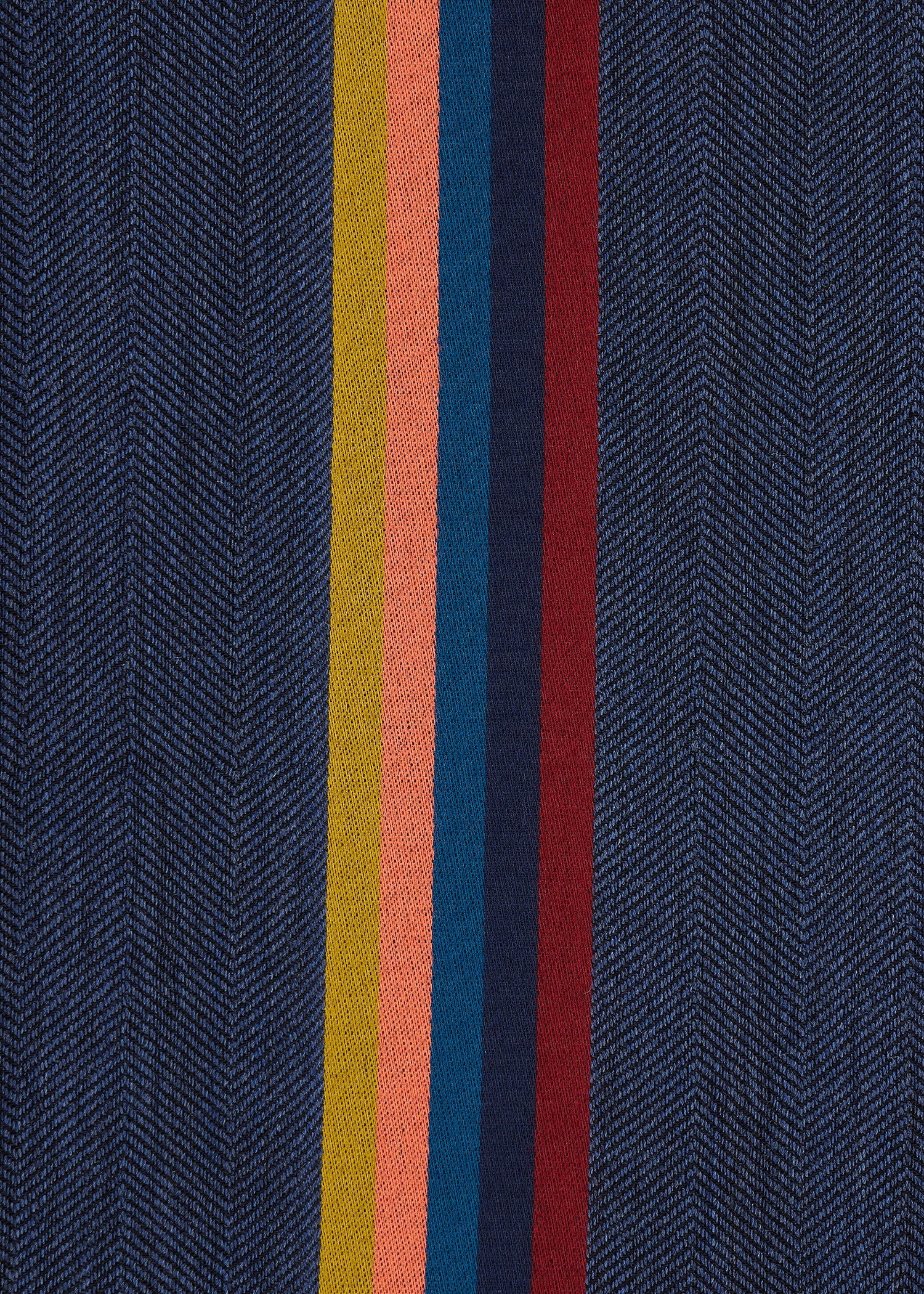 Dark Navy 'Artist Stripe' Band Herringbone Wool-Blend Scarf - 3