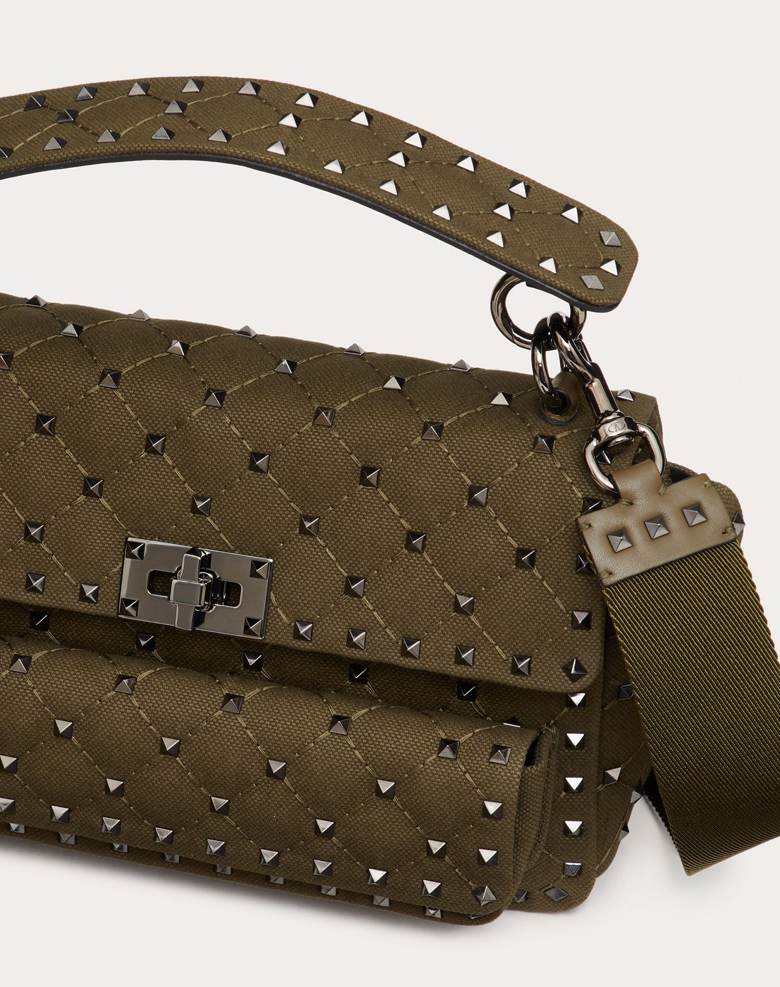 Medium Rockstud Spike Canvas Bag with Pockets - 5