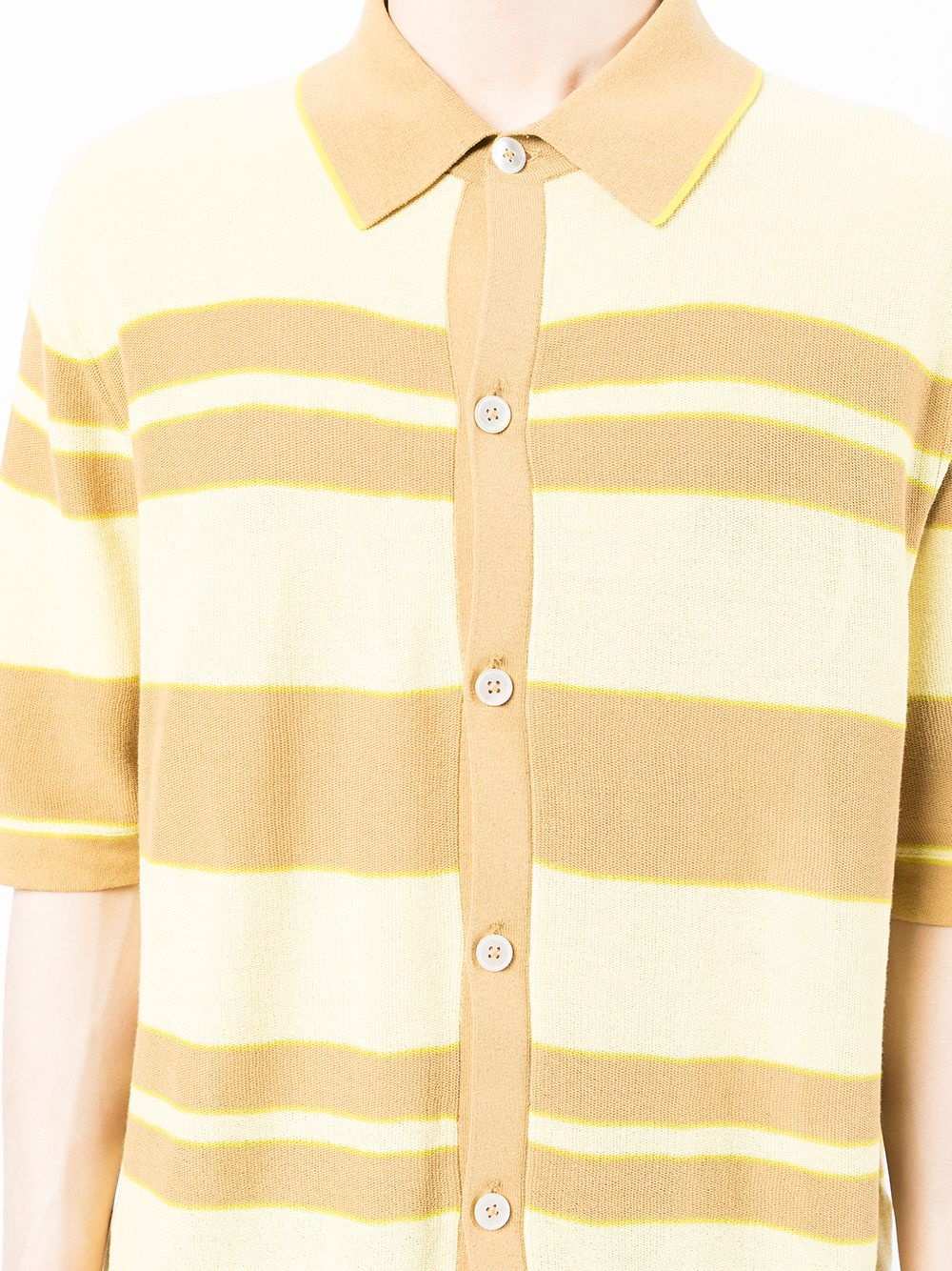 striped button-up polo shirt - 5