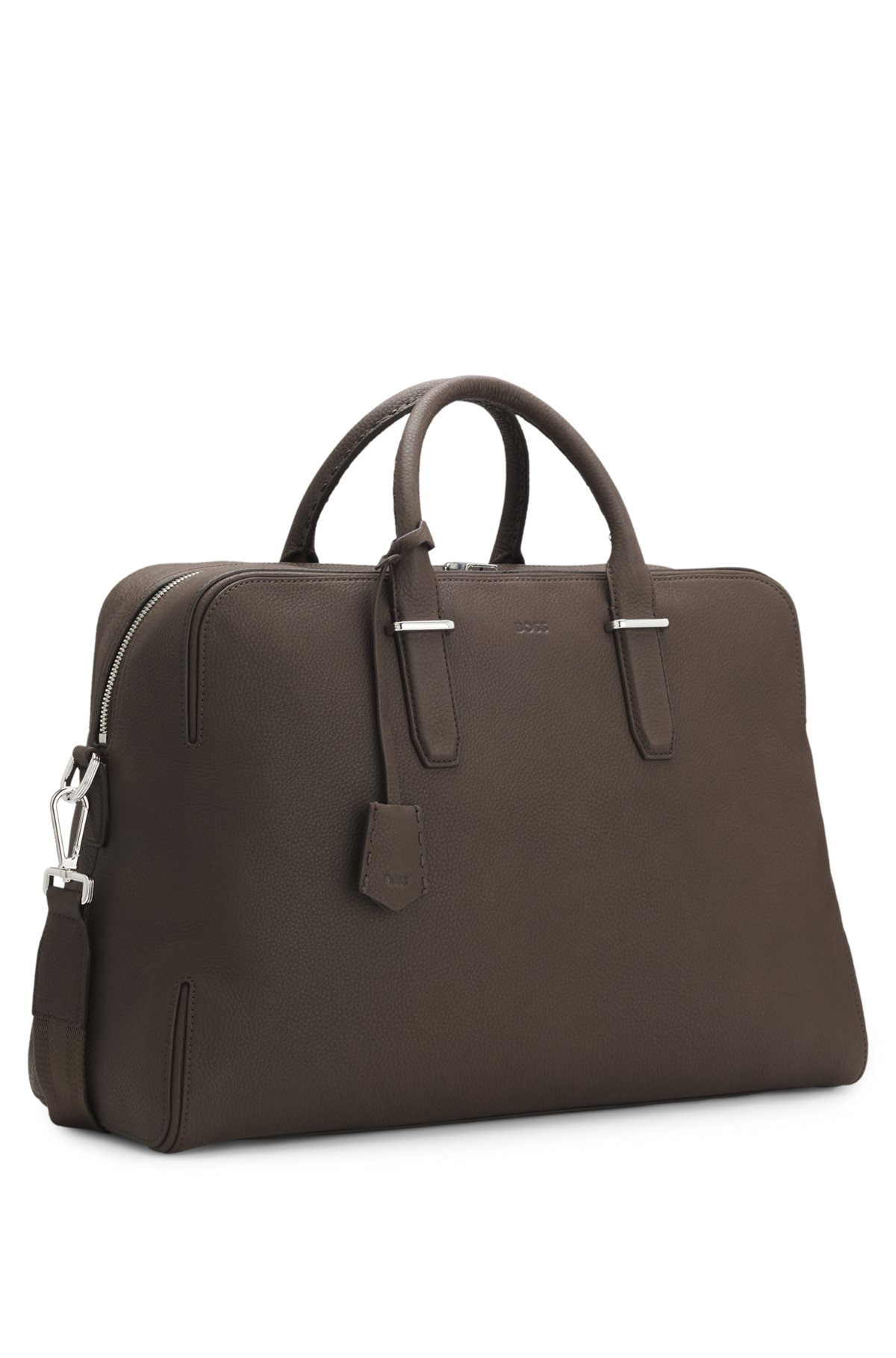 GRAINED-LEATHER HOLDALL WITH EMBOSSED LOGO - 5