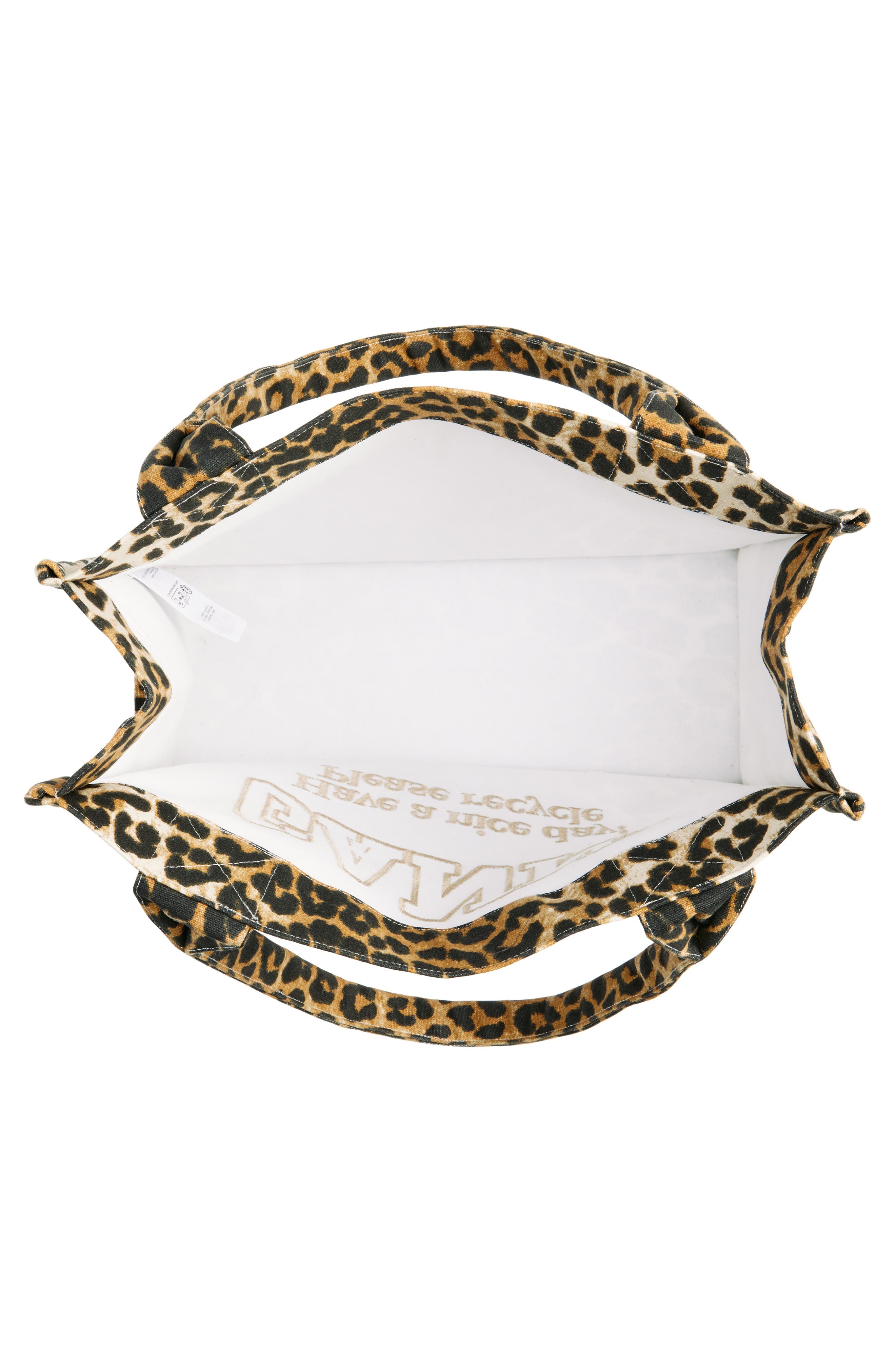 Ganni Large Leopard Print Recycled Cotton Shopper Tote at Nordstrom - 3