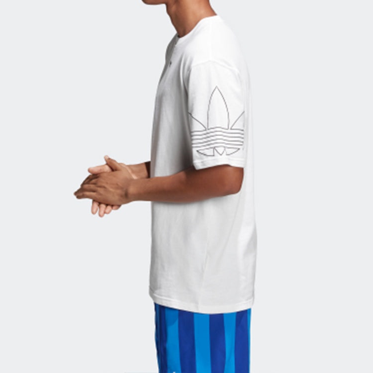 adidas originals Outline Tee Round Neck Short Sleeve White DU8536 - 4