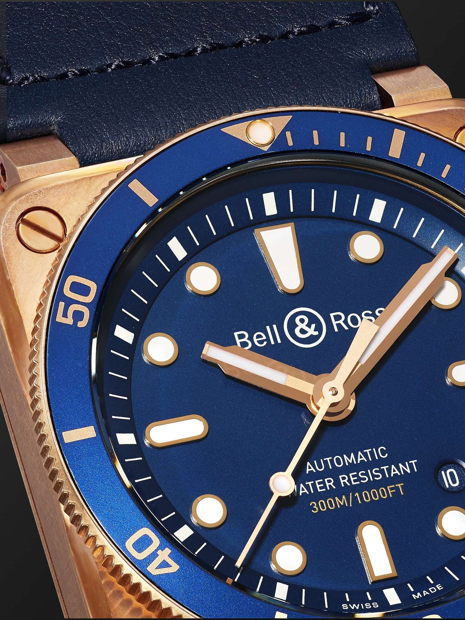 BR 03-92 Limited Edition Diver Blue Bronze Automatic 42mm Bronze and Leather Watch, Ref. No. BR0392- - 6