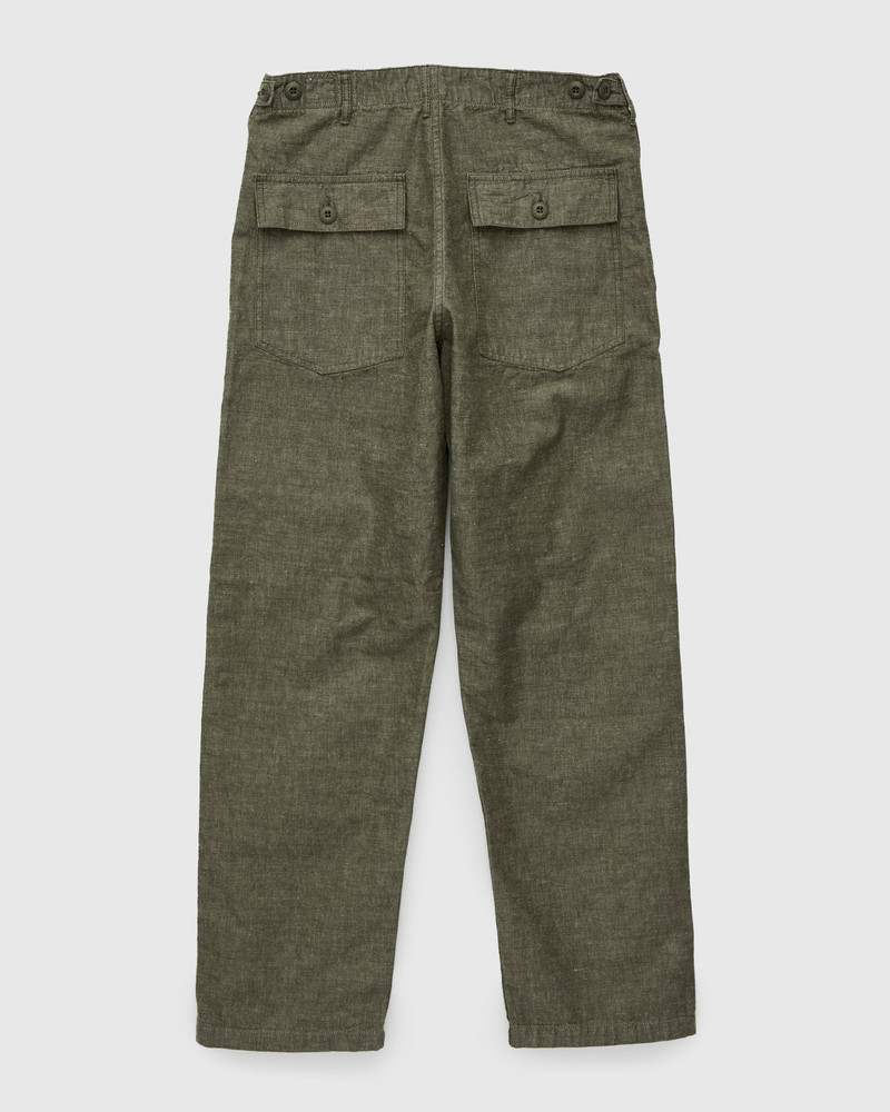 orSlow Chambray Straight Fatigue Pants in Dusty Olive outlook