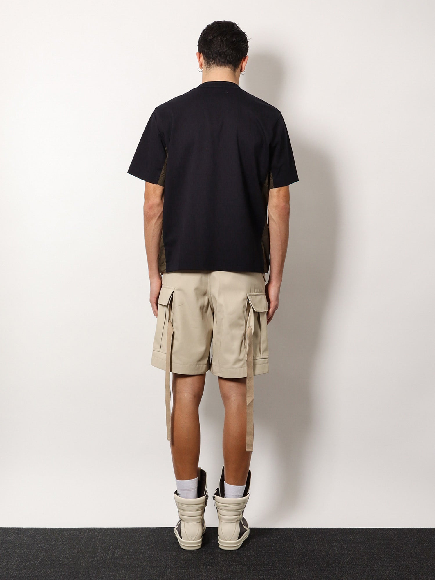 Sacai Cotton T-Shirt With Nylon Inserts - 3