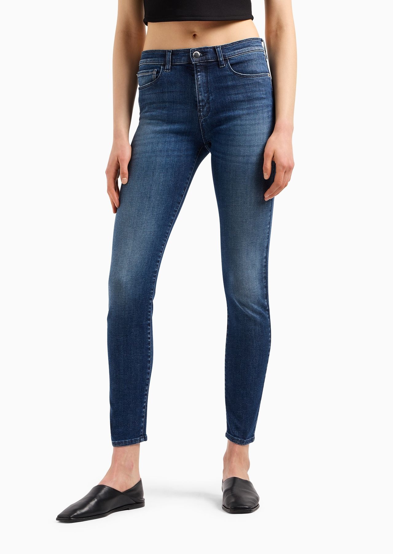 J20 High-waisted super-skinny jeans in a worn-look denim - 2