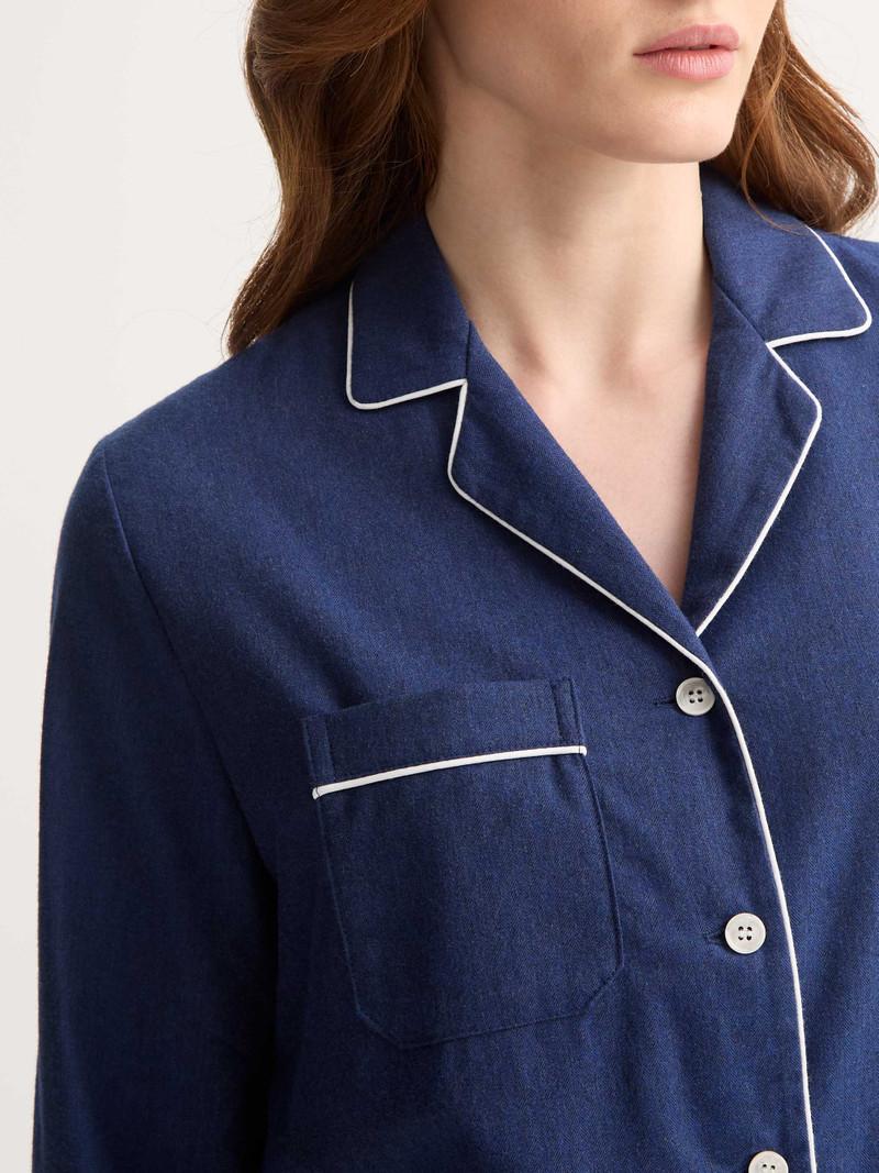 Women's Pajamas Balmoral 3 Brushed Cotton Navy 5