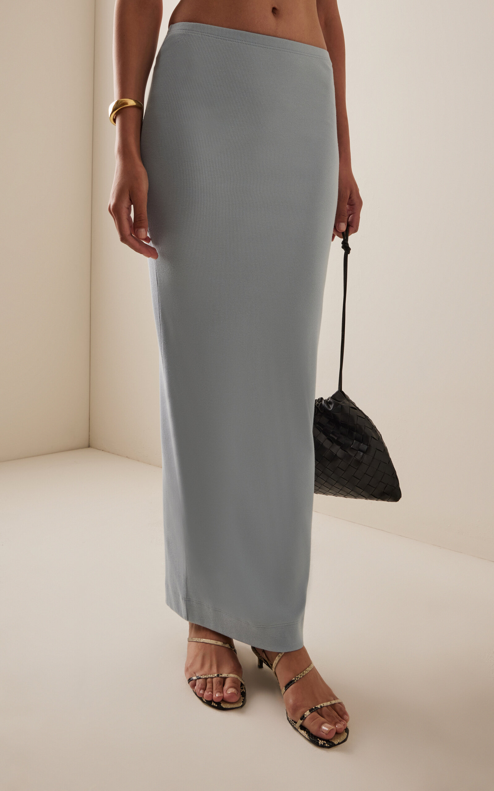 Emma Stretch Cotton-Modal Maxi Skirt blue - 3