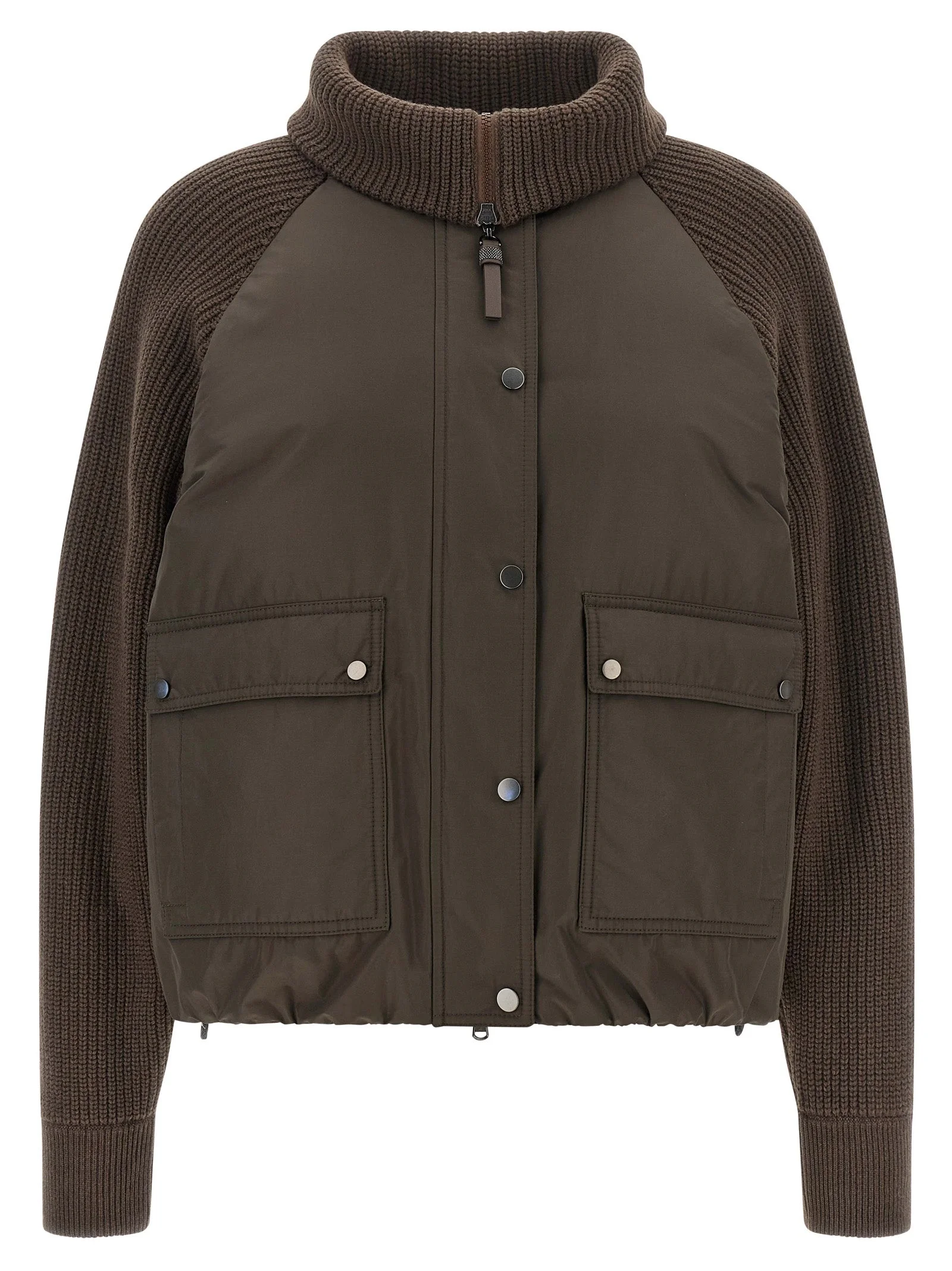 Brunello Cucinelli Women Knit Insert Down Jacket - 1