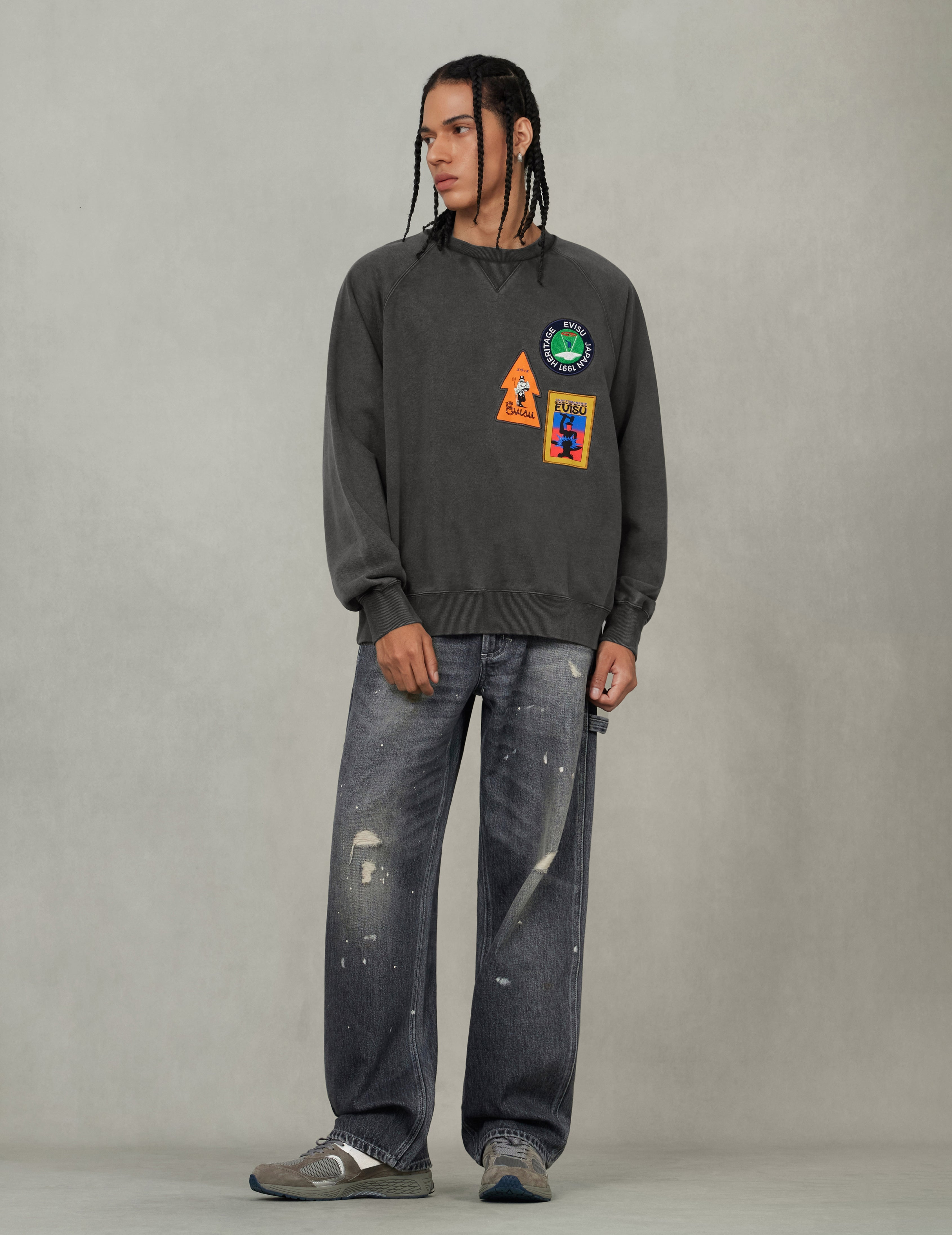 American "Ebisu" Patch and Seagull Embroidery Relax Fit Sweatshirt - 5