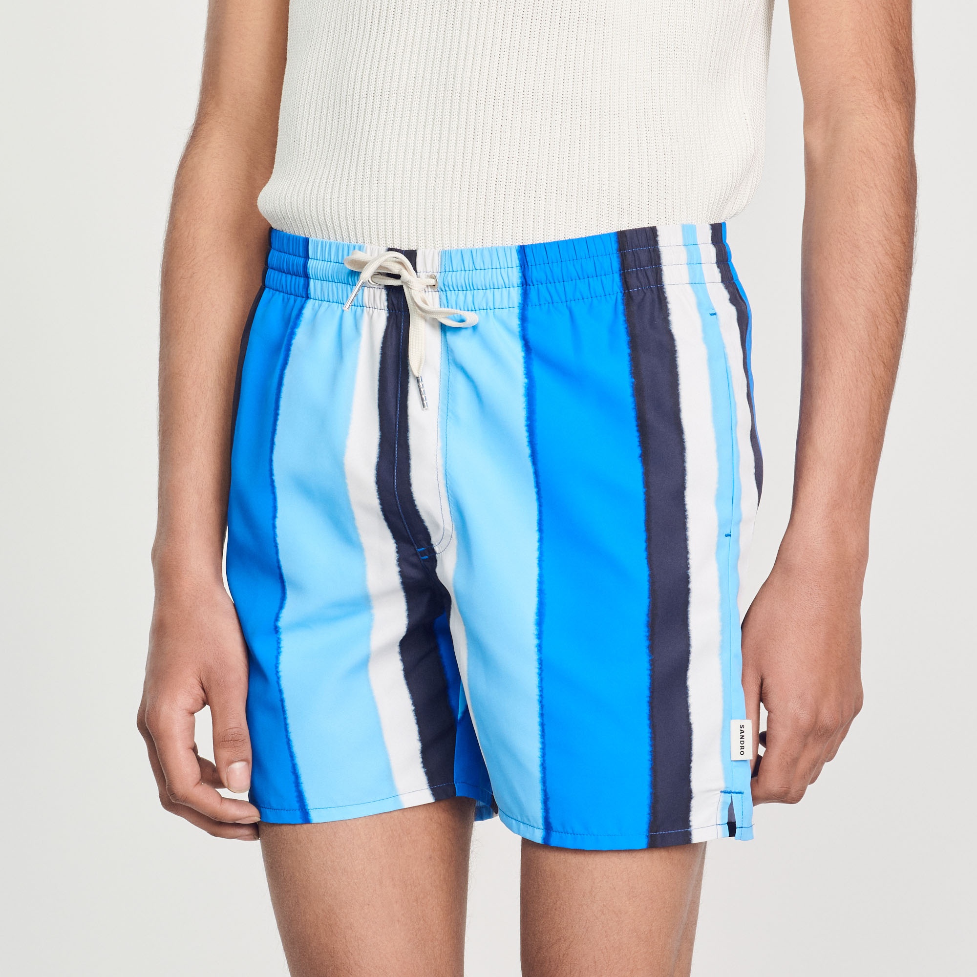 Printed striped swim shorts - 4