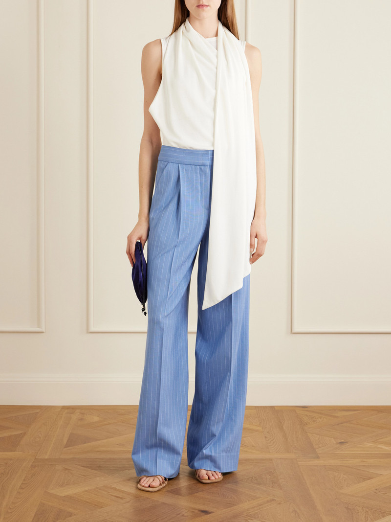 VERONICA BEARD Heyser Pinstriped Canvas Wide-leg Pants outlook