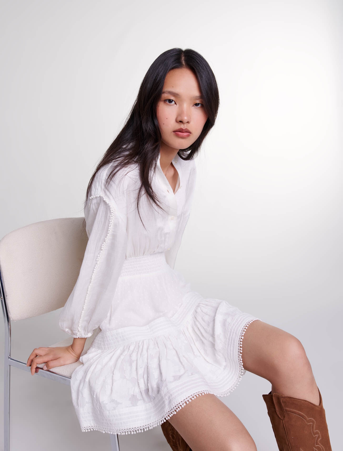 Short cotton patchwork dress - 8