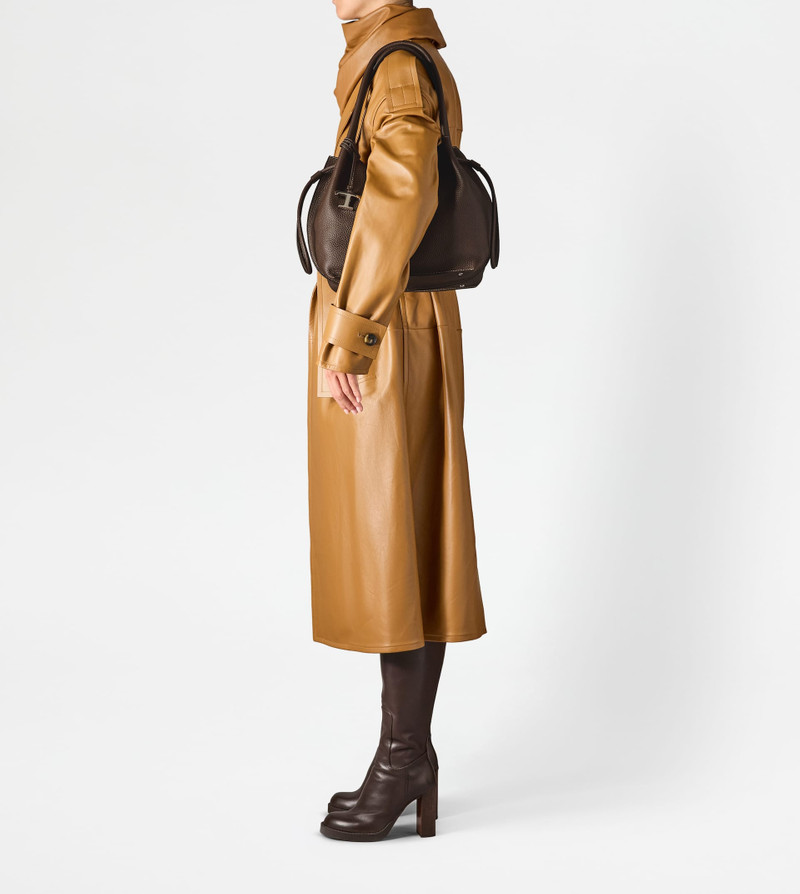 BUCKET BAG IN LEATHER MEDIUM - BROWN 8