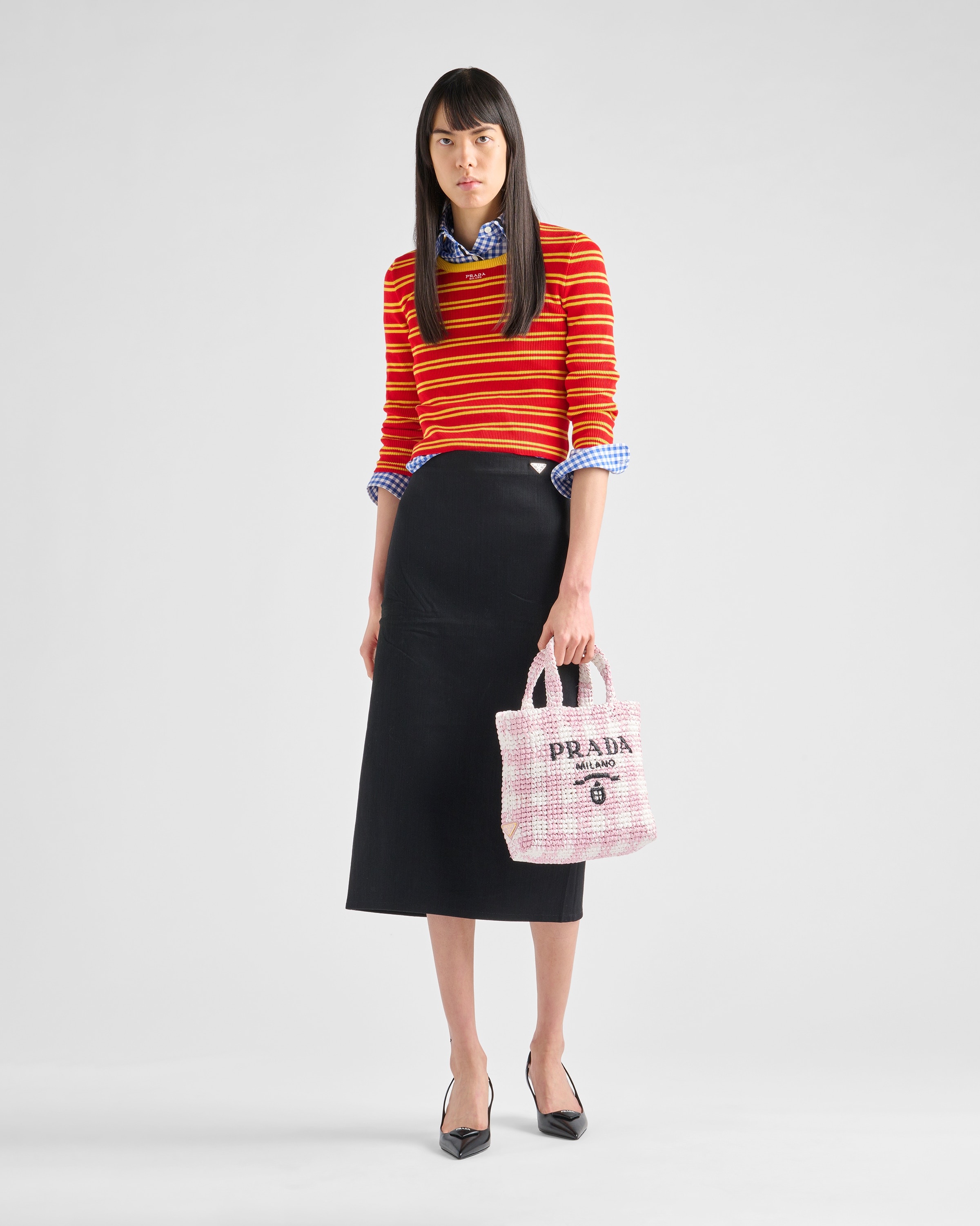 トートバッグ PRADA Raffia Small Handbag ギフトにも♪【国内発送☆PRADA】ストローxレザー トートバッグ