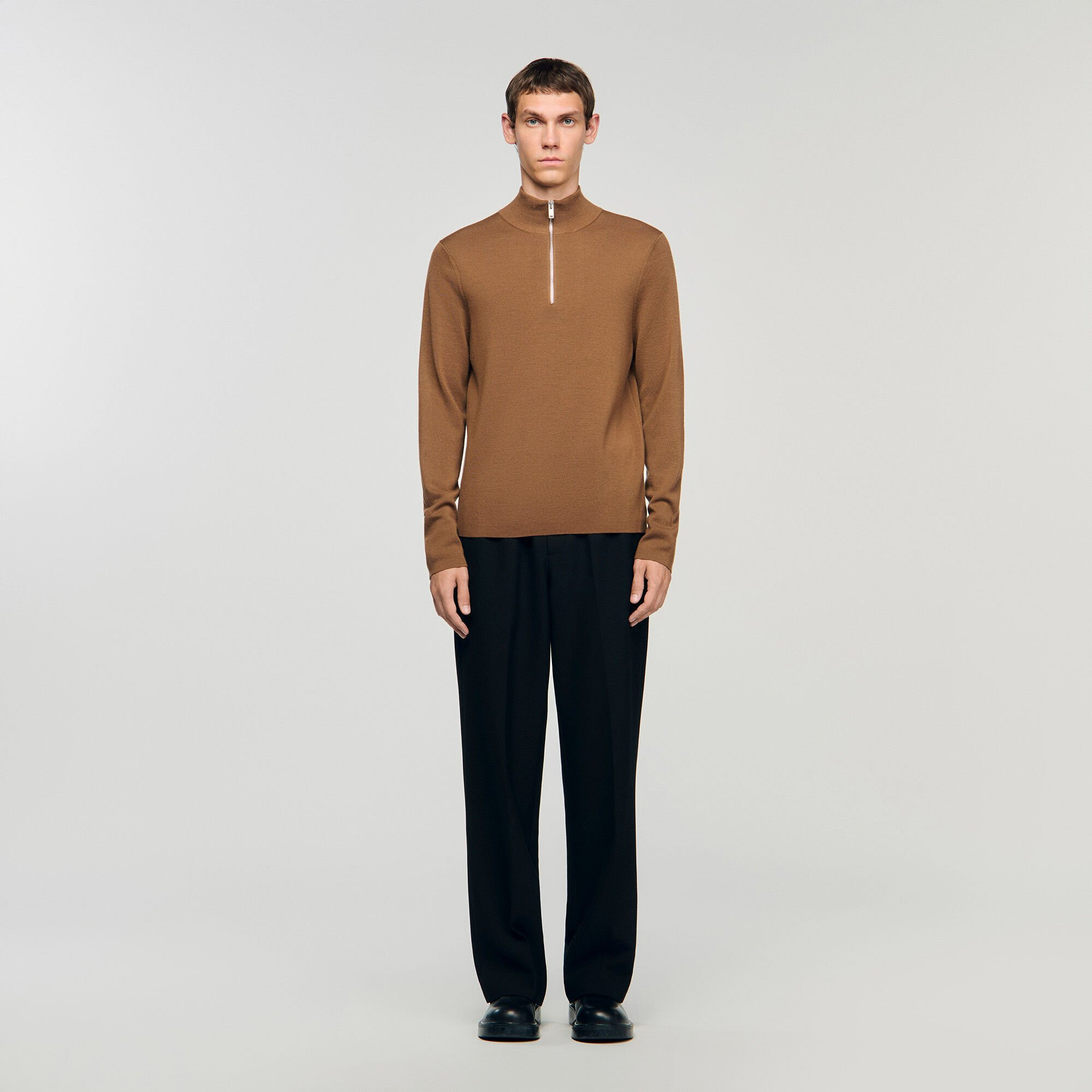 WOOL SWEATER WITH ZIP COLLAR - 2