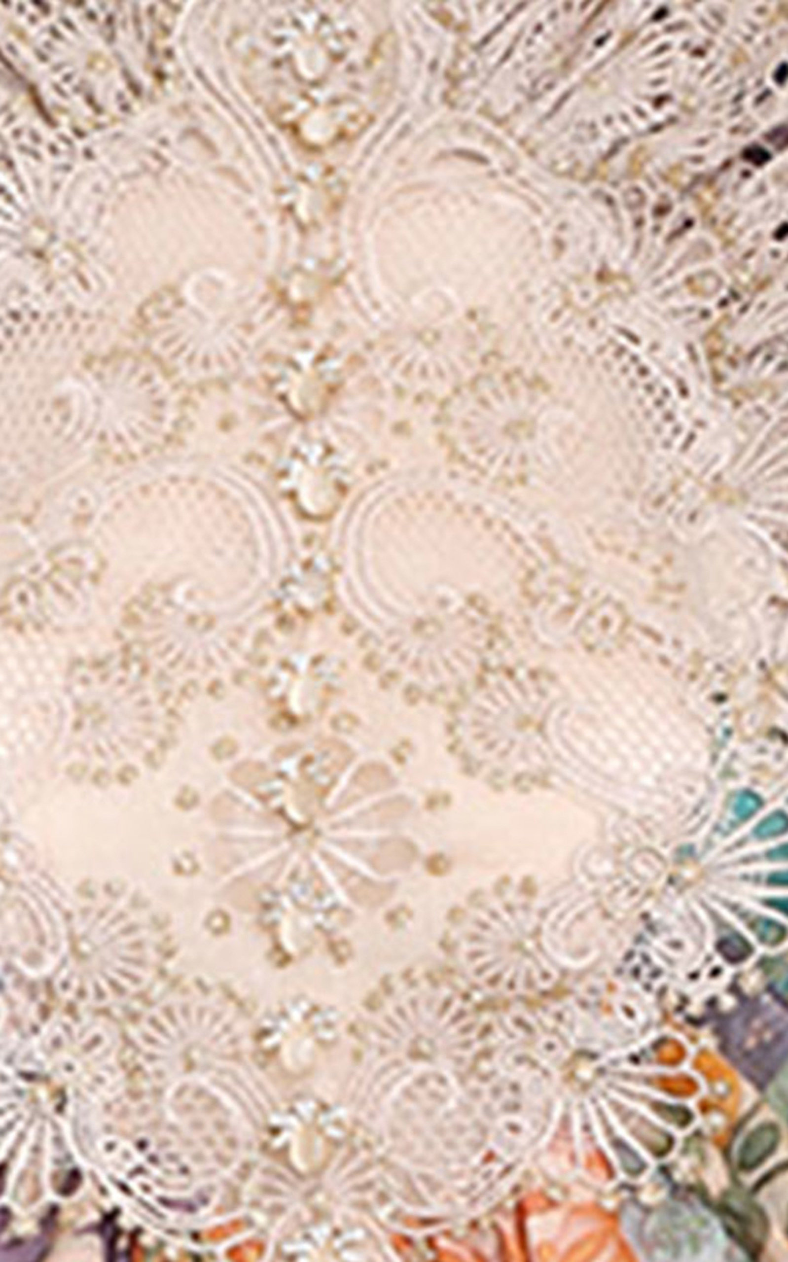Cosmic Zodiac Doily Linen-Silk Mini Dress floral - 3