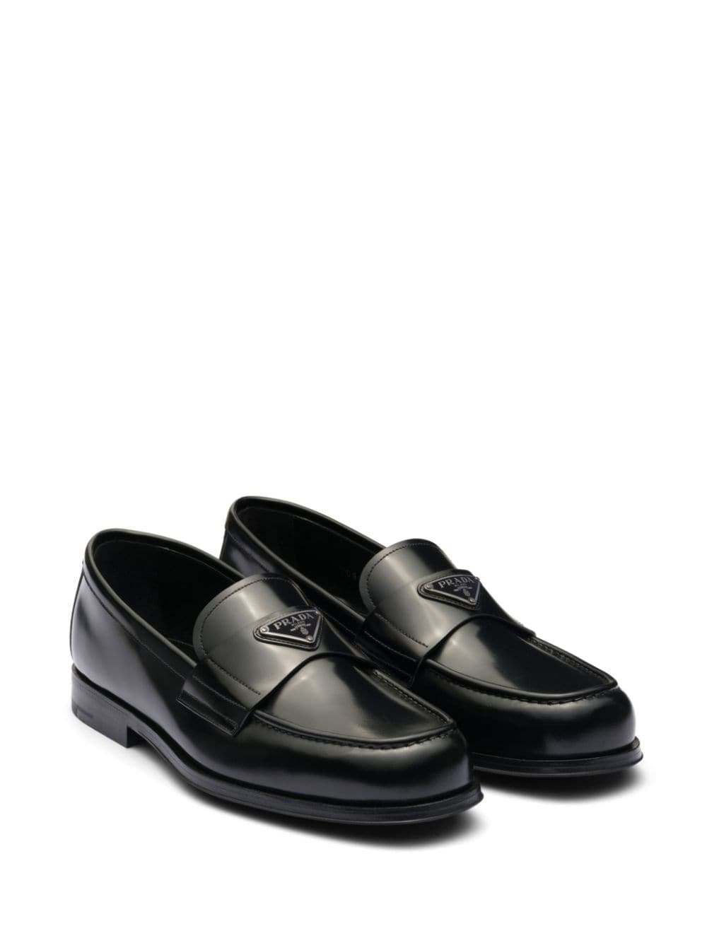 triangle-logo brushed-leather loafers - 2