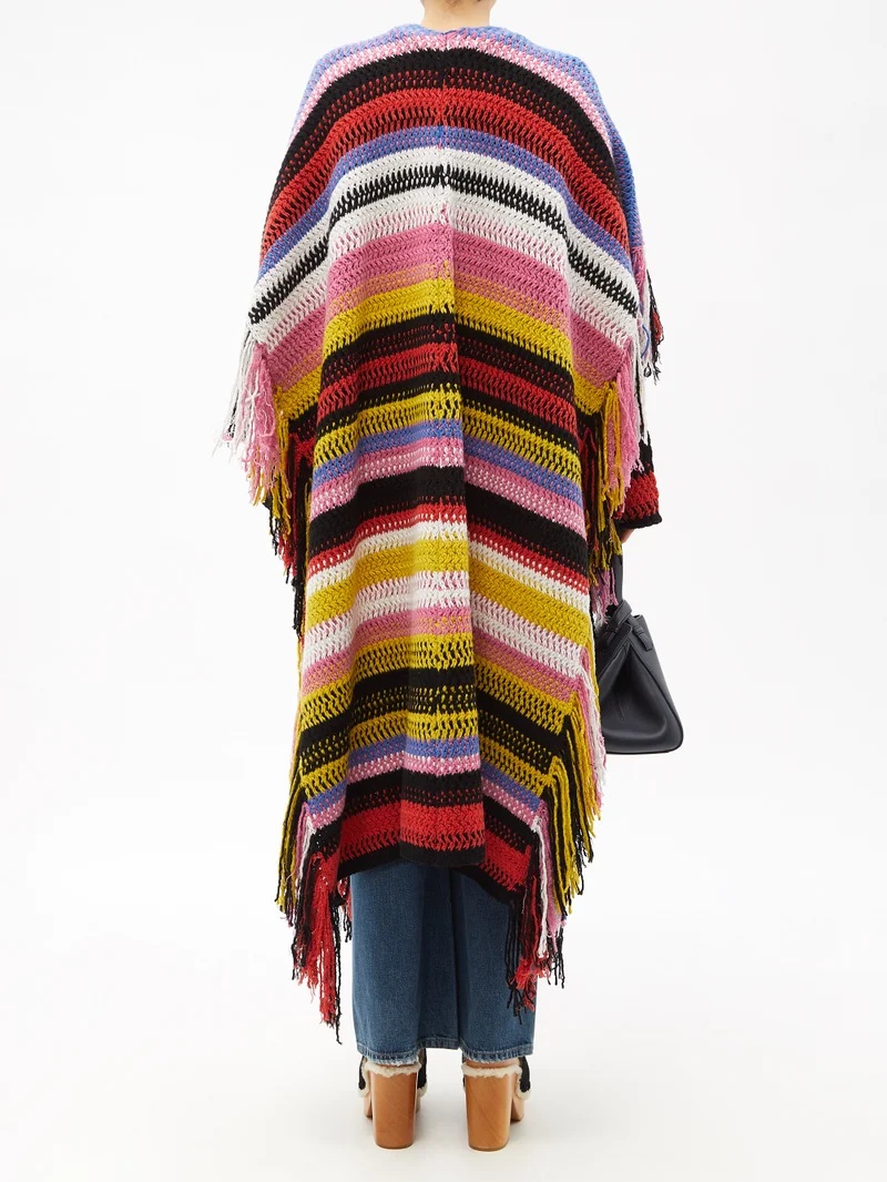 Striped recycled-cashmere blend poncho - 5