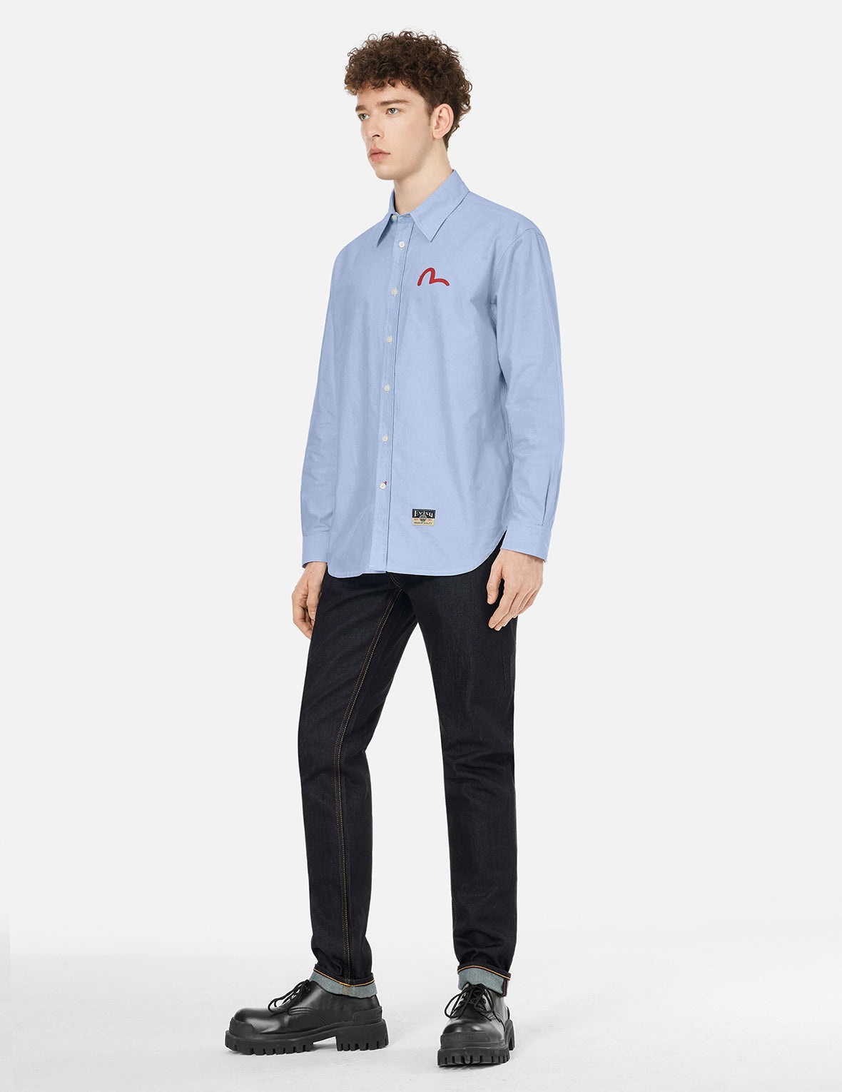 Seagull Embroidery Relax Fit Long Sleeve Oxford Shirt - 3