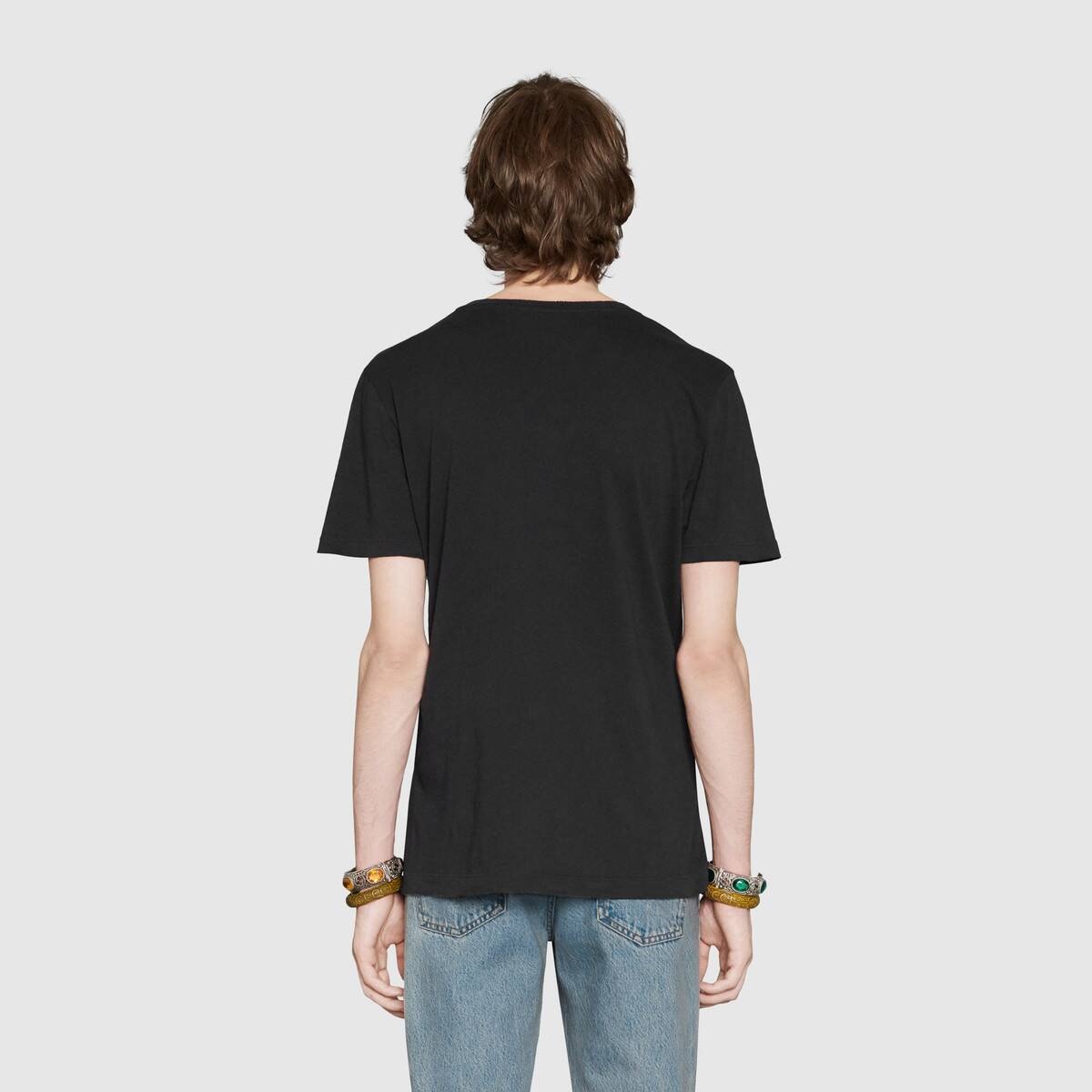 Oversize washed T-shirt with Gucci logo - 4