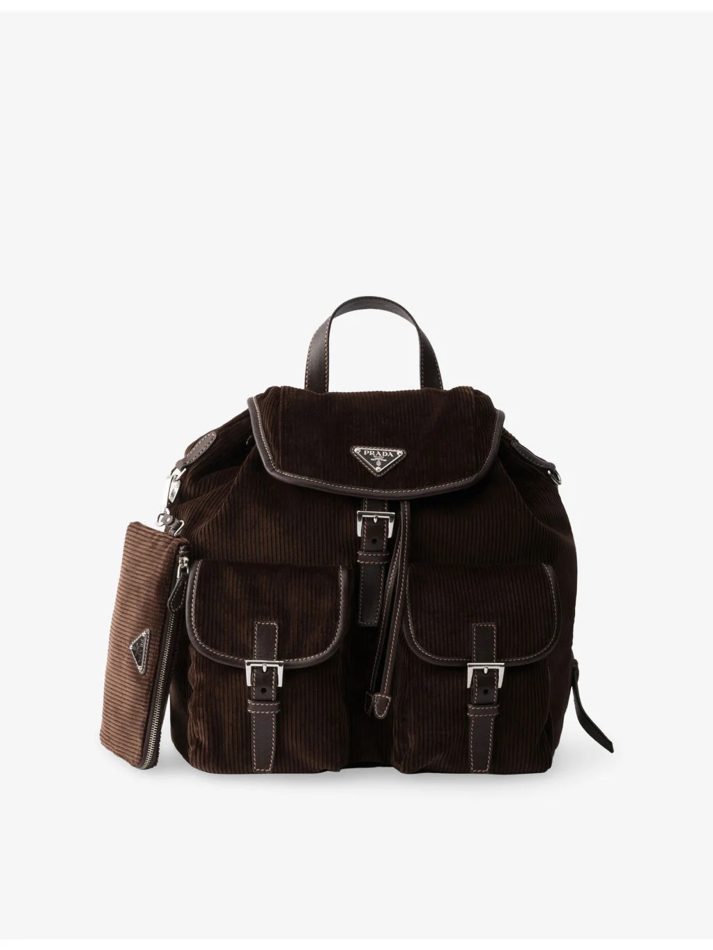 Medium Corduroy and Leather Backpack - 1