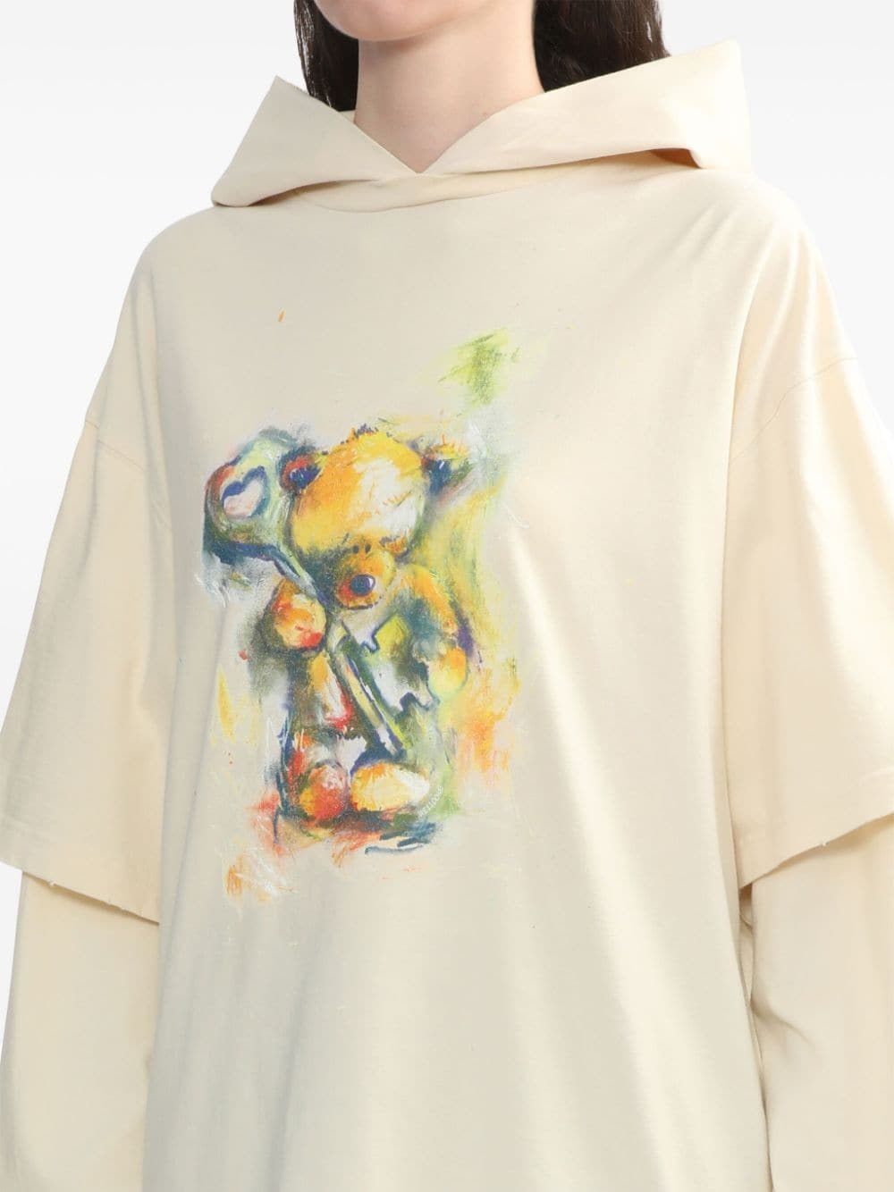 teddy bear-print hoodie - 5