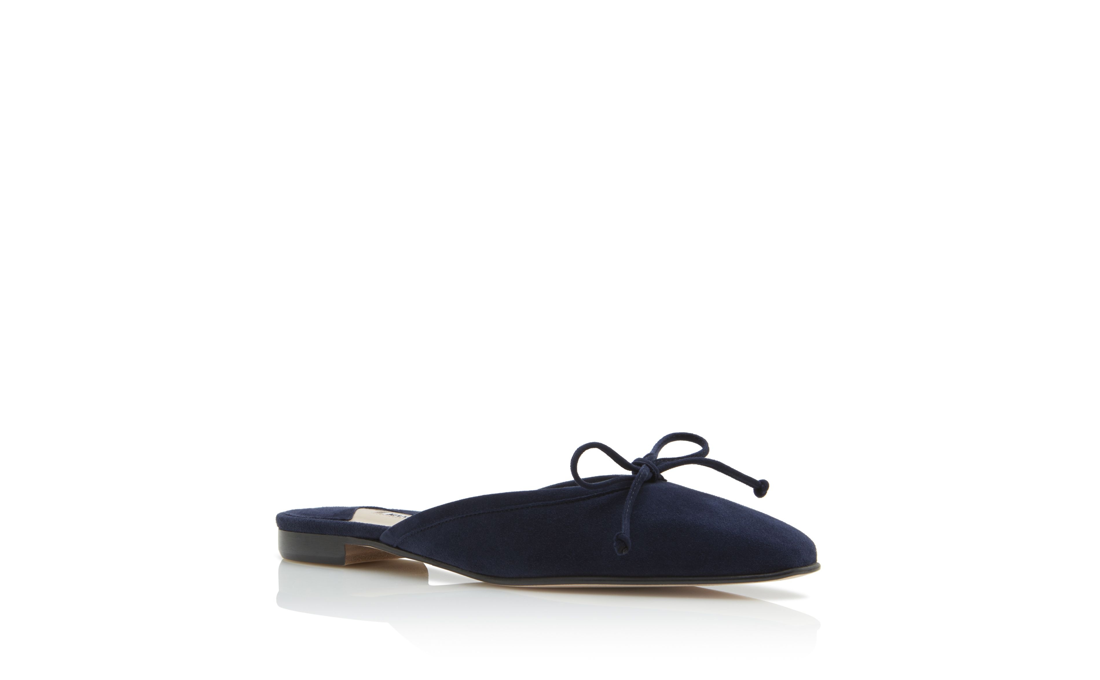 Navy Blue Suede Flat Mules - 3