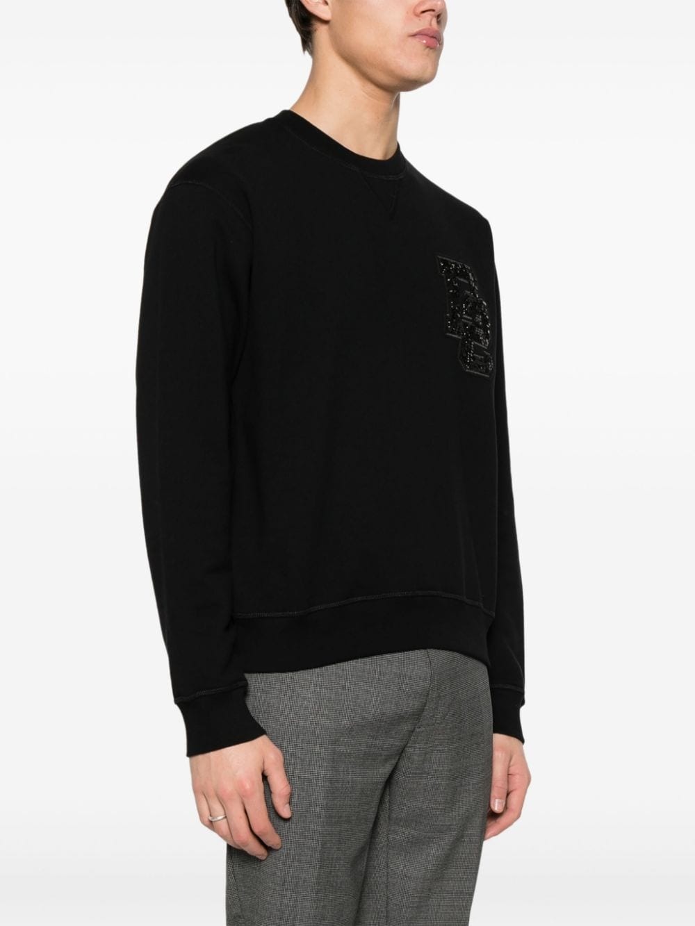 logo-patch cotton sweatshirt - 3