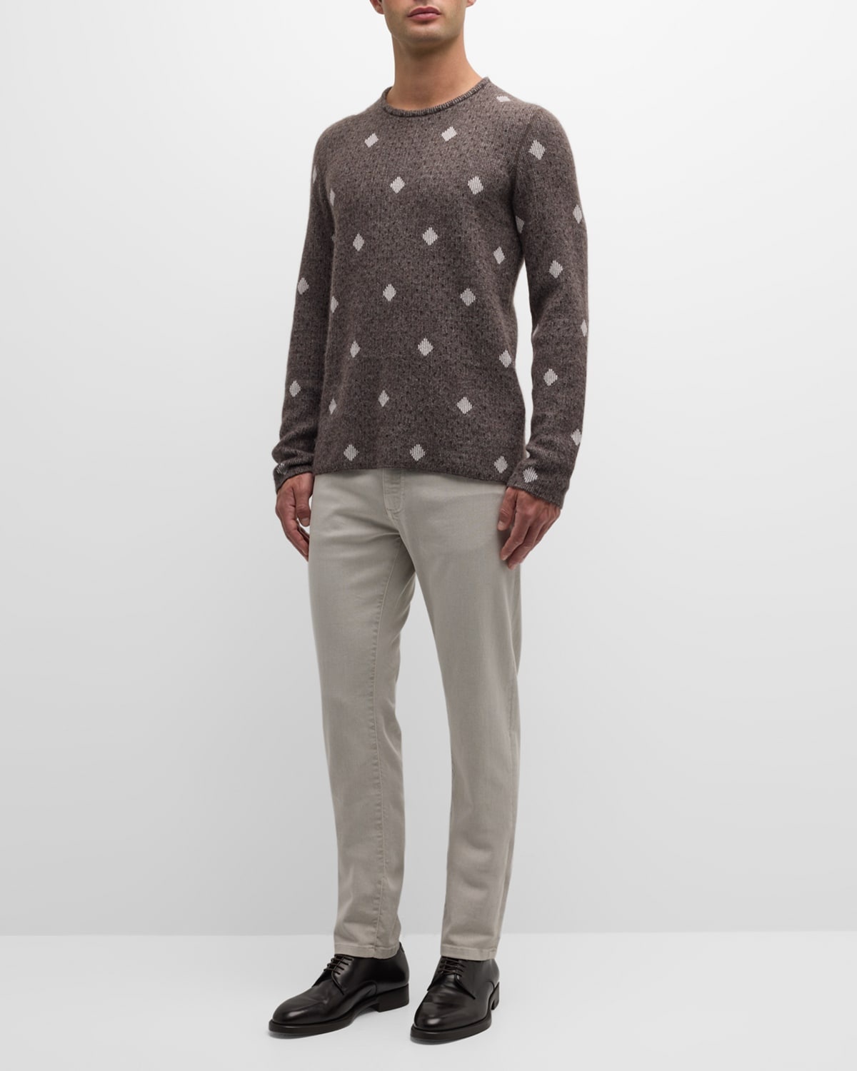 Men's Diamond Jacquard Cashmere-Blend Sweater - 3