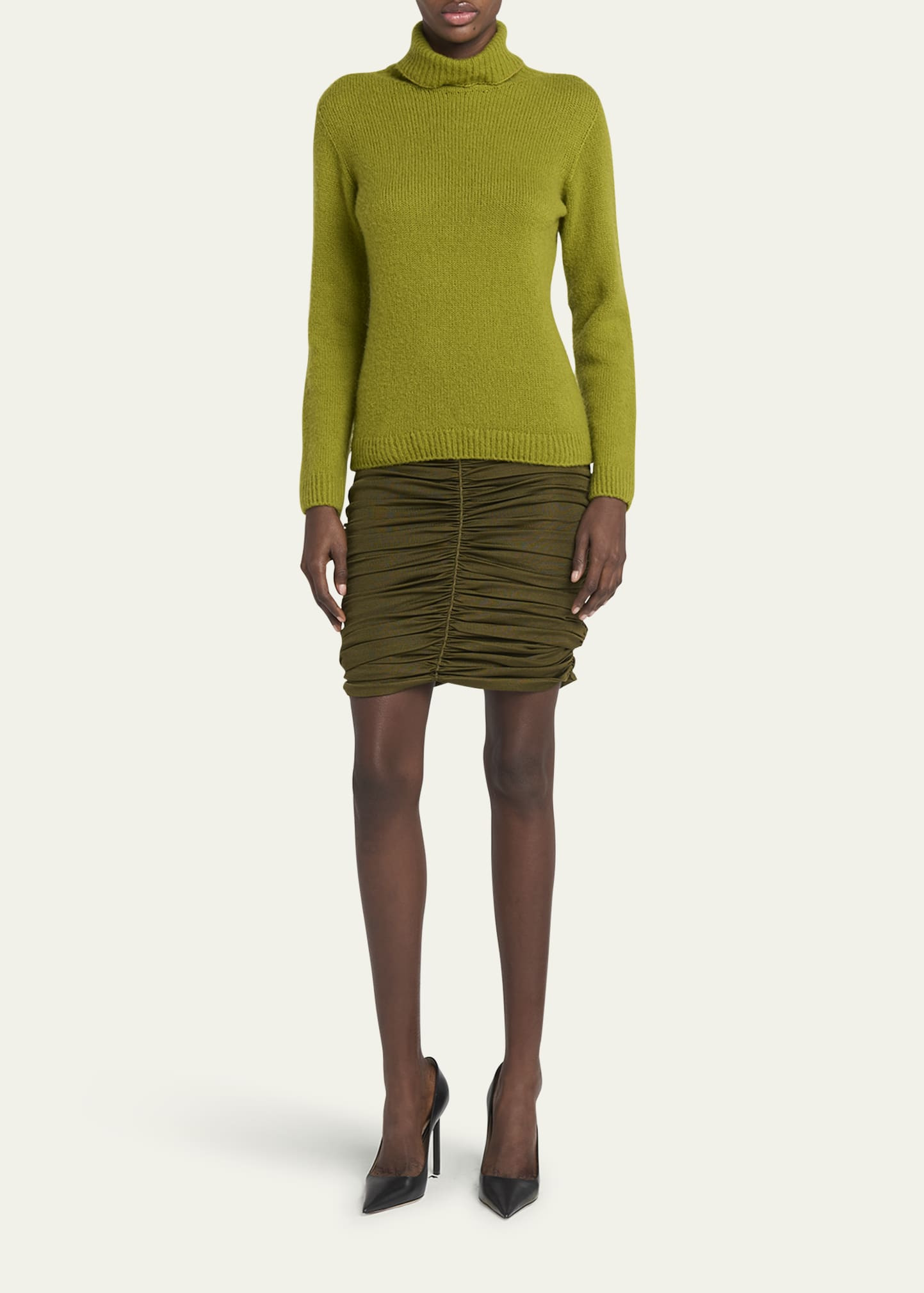 Ruched Silk Mini Skirt - 2