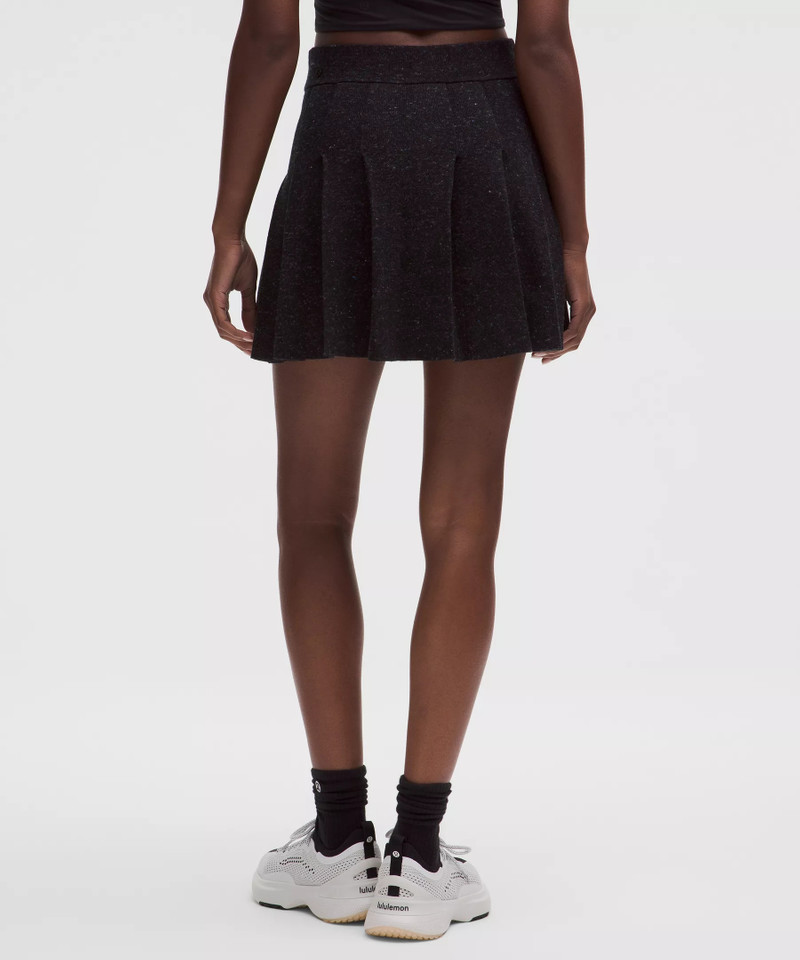 Ribbed Merino Wool Mid-Rise Pleated Skirt 3