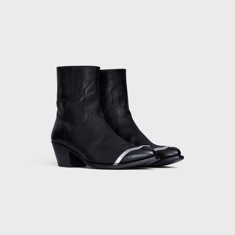 CELINE WESTERN ZIPPED BOOTS WITH METAL CAP TOE in Calfskin 2