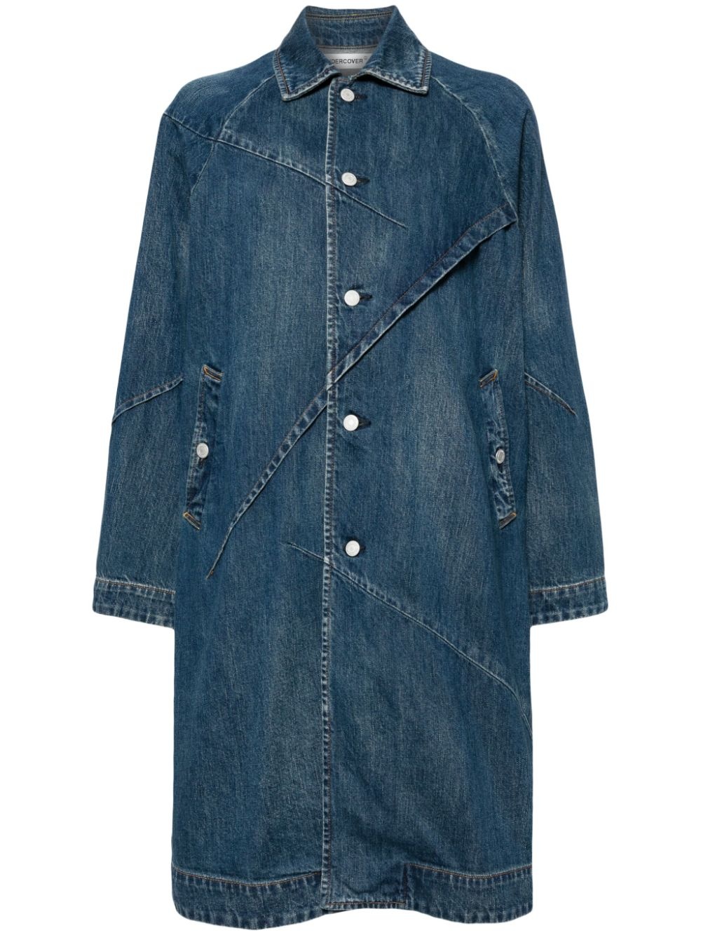 single-breasted denim coat - 1