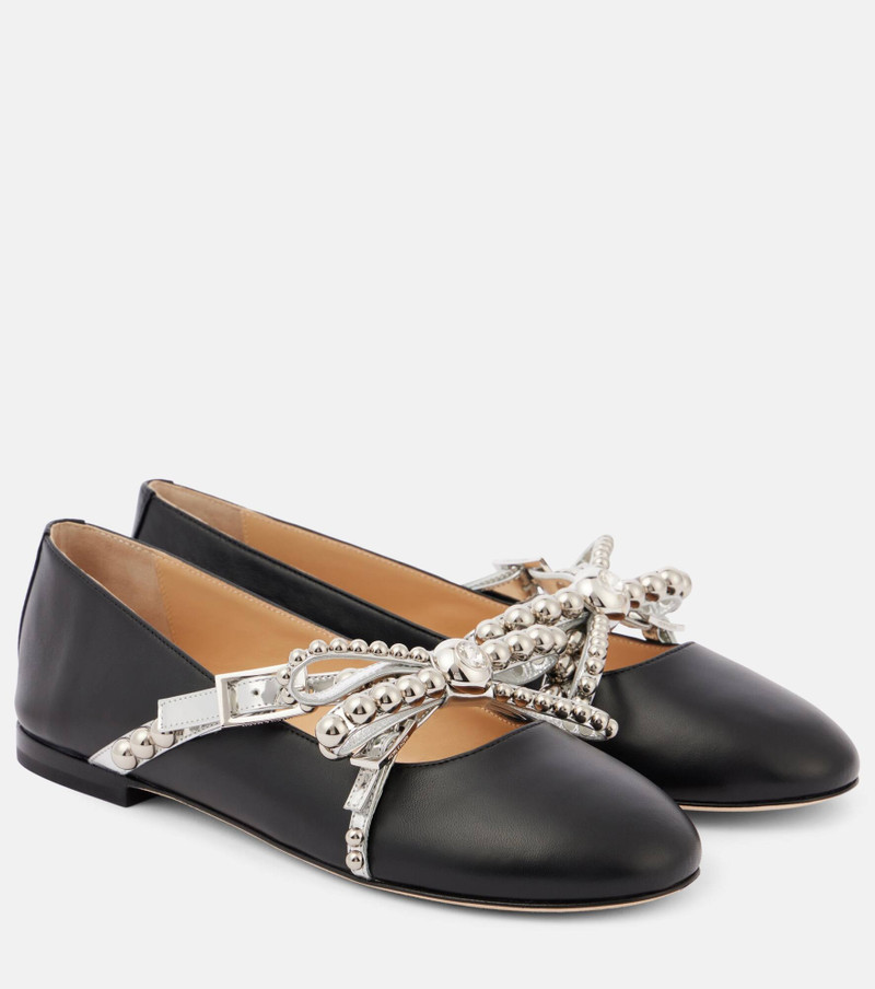 Embellished leather ballet flats - 1