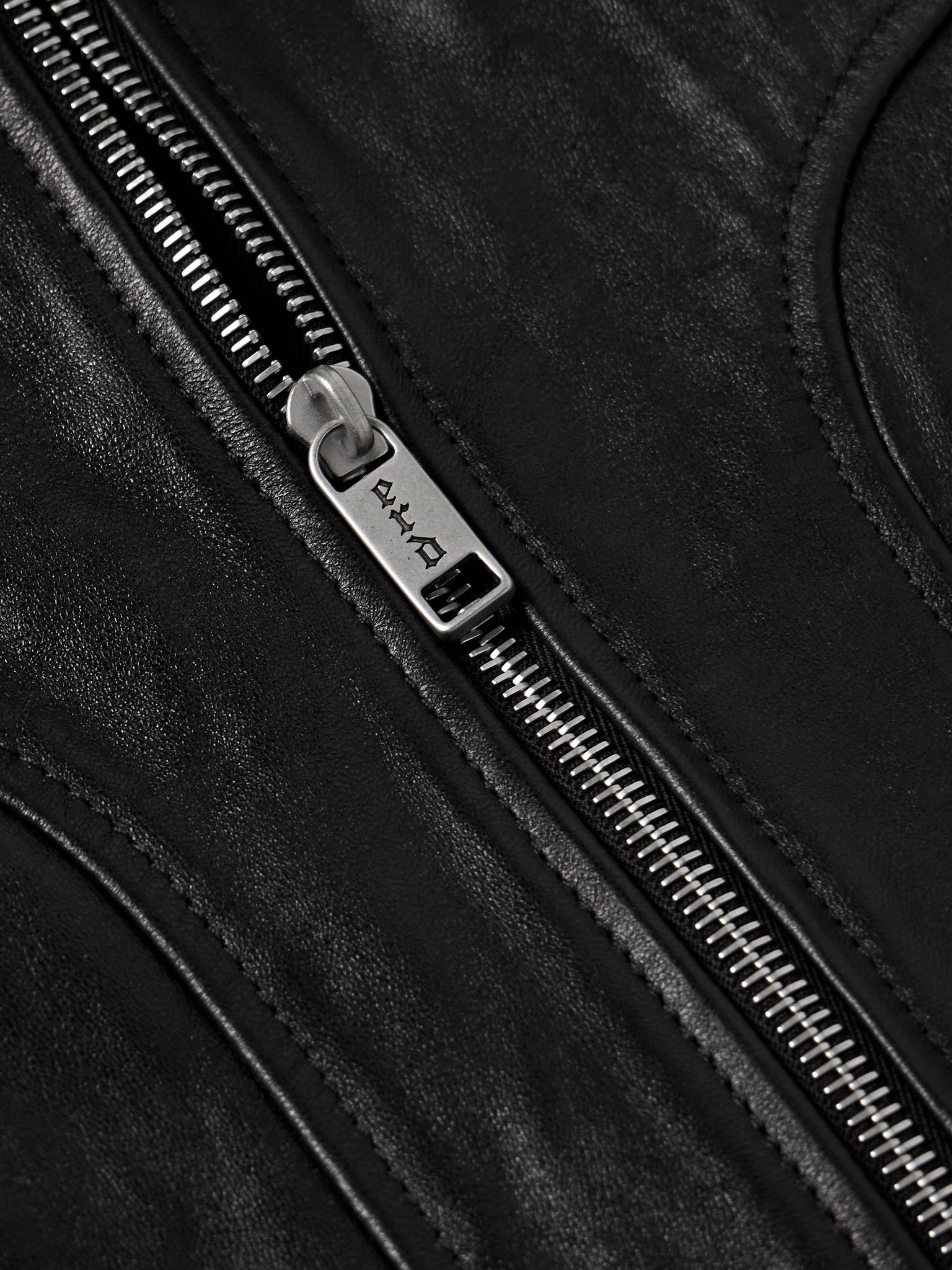 Television Panelled Leather Jacket Black - 4
