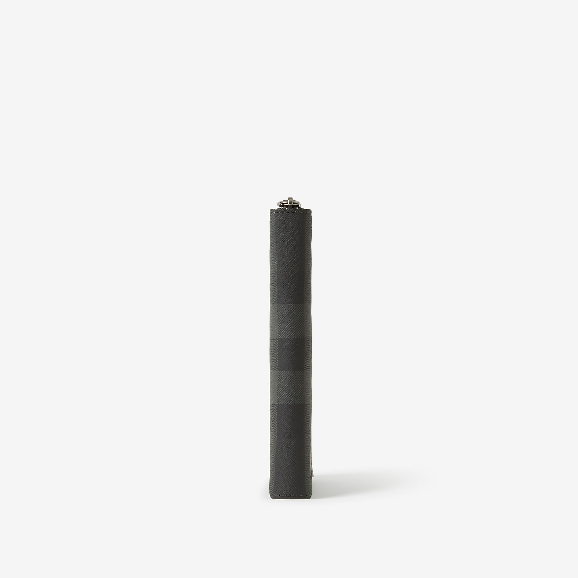 Charcoal Check and Leather Ziparound Wallet - 4