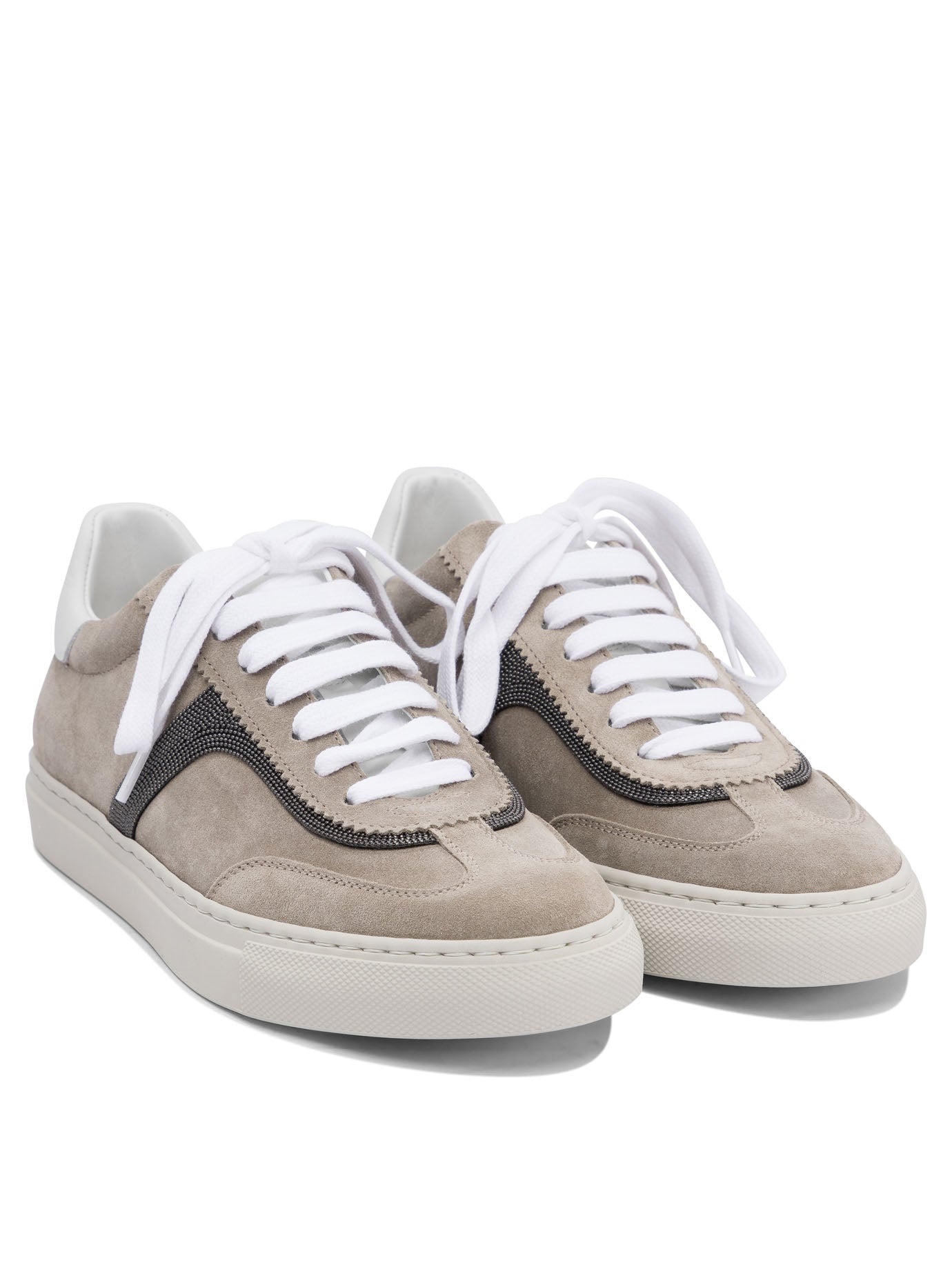 Brunello Cucinelli Women Suede Sneakers With Monil Detailing - 2
