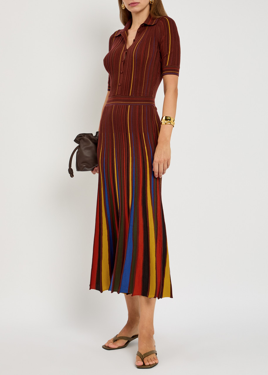 Gabriela Hearst Calypso Striped Wool Midi Shirt Dress - 4