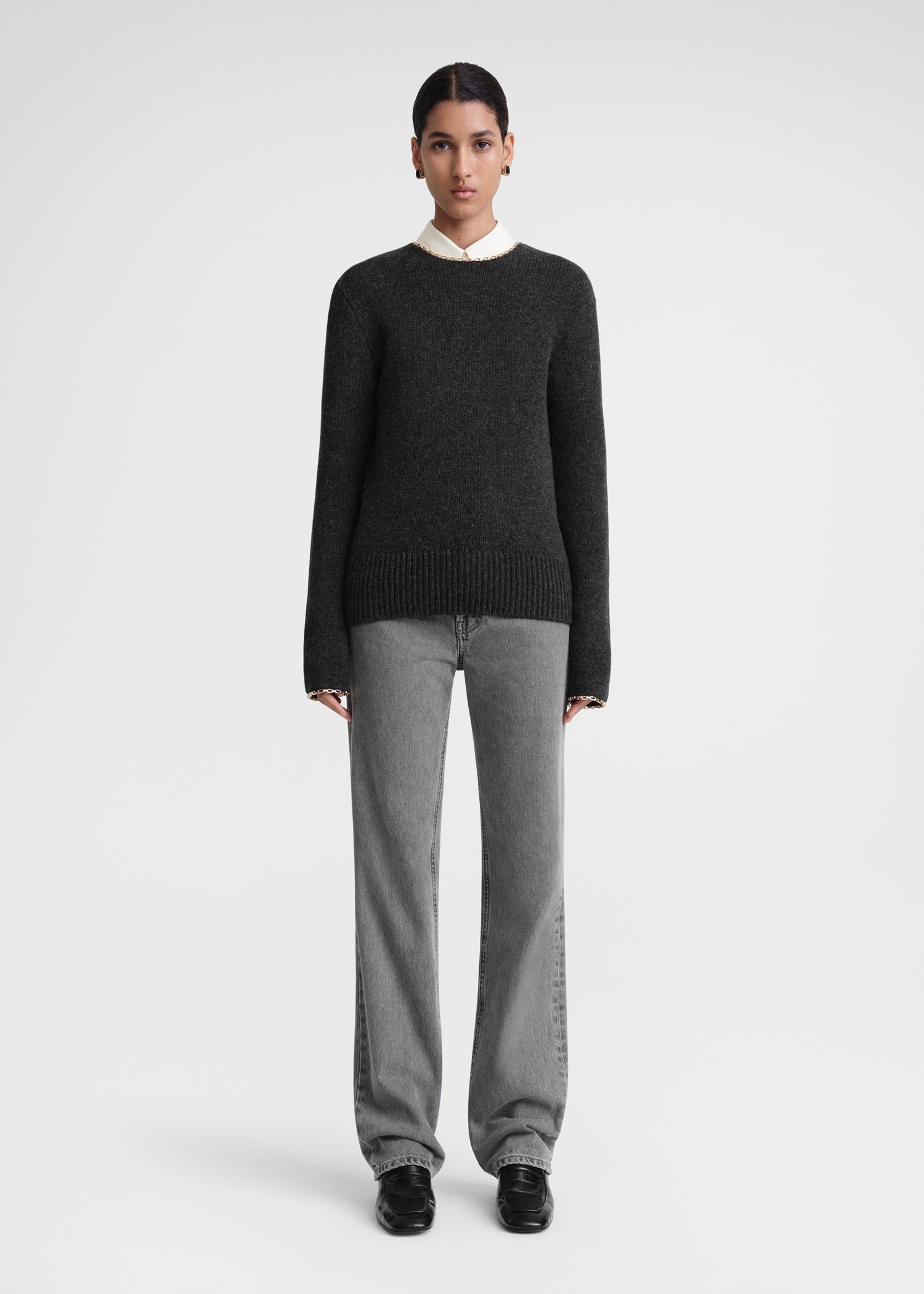 Chain-edge knit charcoal mélange - 2